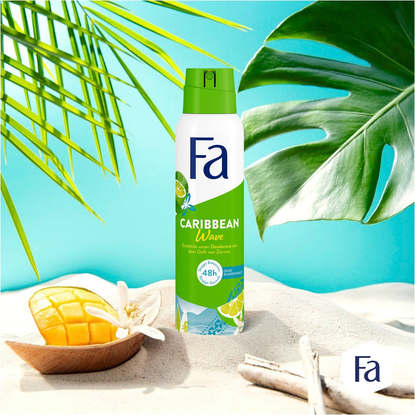 Caribbean Wave Deodorant Spray with the Exotic Fresh Fragrance of Lemon, 48h Protection, 150 ml Beauty and Personal Care FA