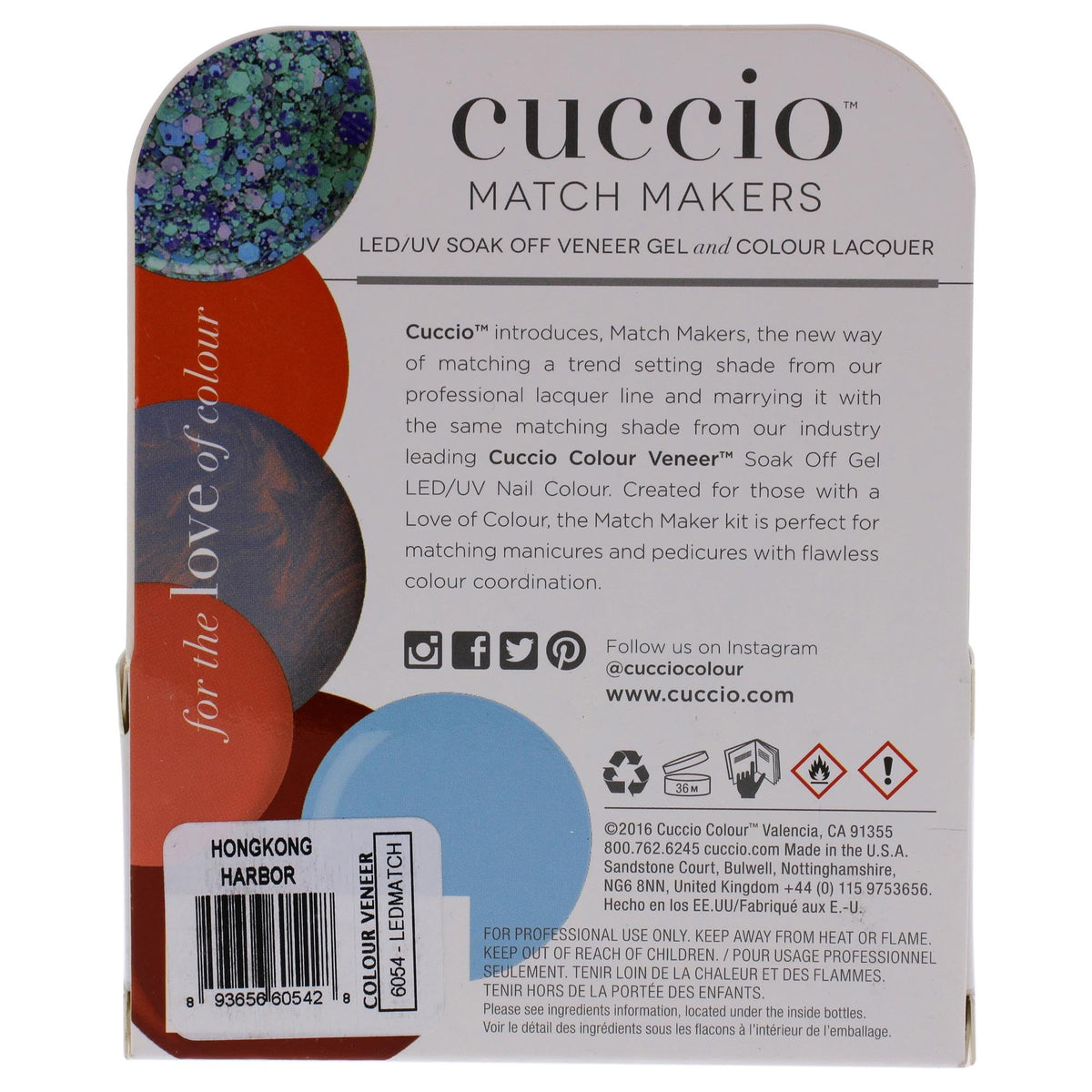 Cuccio Matchmaker - Colour Nail Lacquer & Veneer Gel Polish - Hong Kong Harbor - For Manicures & Pedicures, Full Coverage - Long Lasting, High Shine