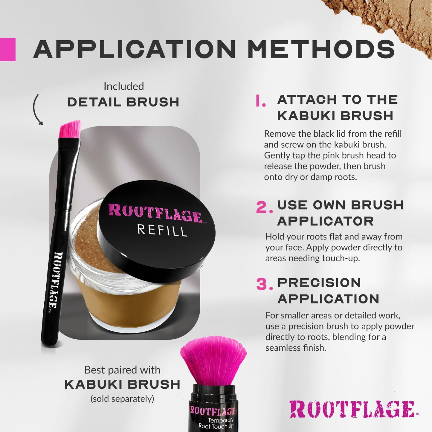Rootflage Root Touch Up Powder - 04 Light Brown, Temporary Hair Color, Thinning Hair Powder and Concealer Refill Jar with Detail Brush Included (0.31 Beauty & Personal Care Rootflage