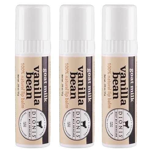 Dionis Goat Milk Jumbo Lip Balm - Moisturizing for Dry, Chapped, Lips, Conditioning with Beeswax, Shea Butter, Coconut Oil - Vanilla Bean 0.28oz (Pack Beauty & Personal Care Dionis