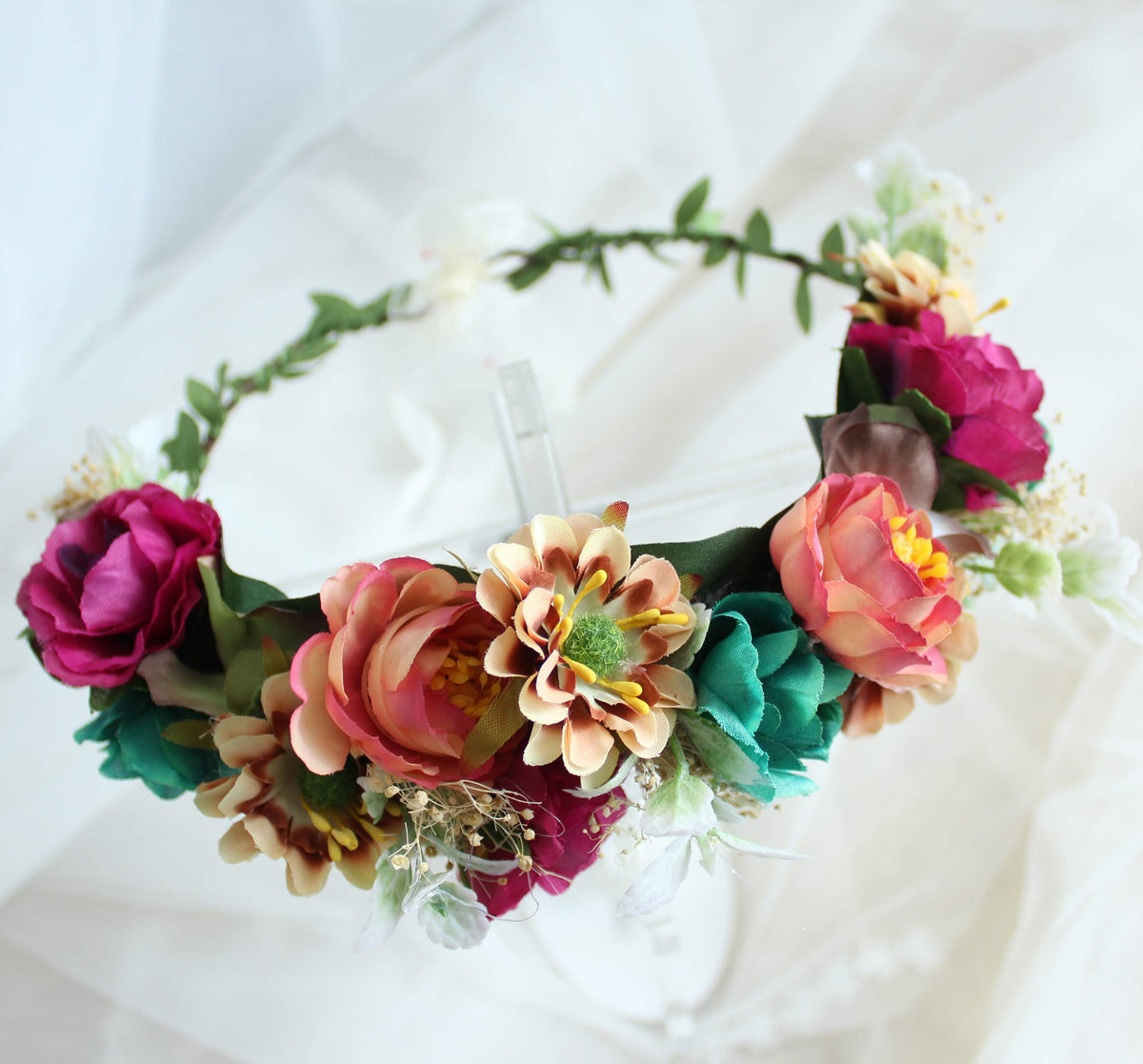LLinfflr Women Floral Crown Flower Garland Headband Halo Headpiece Boho