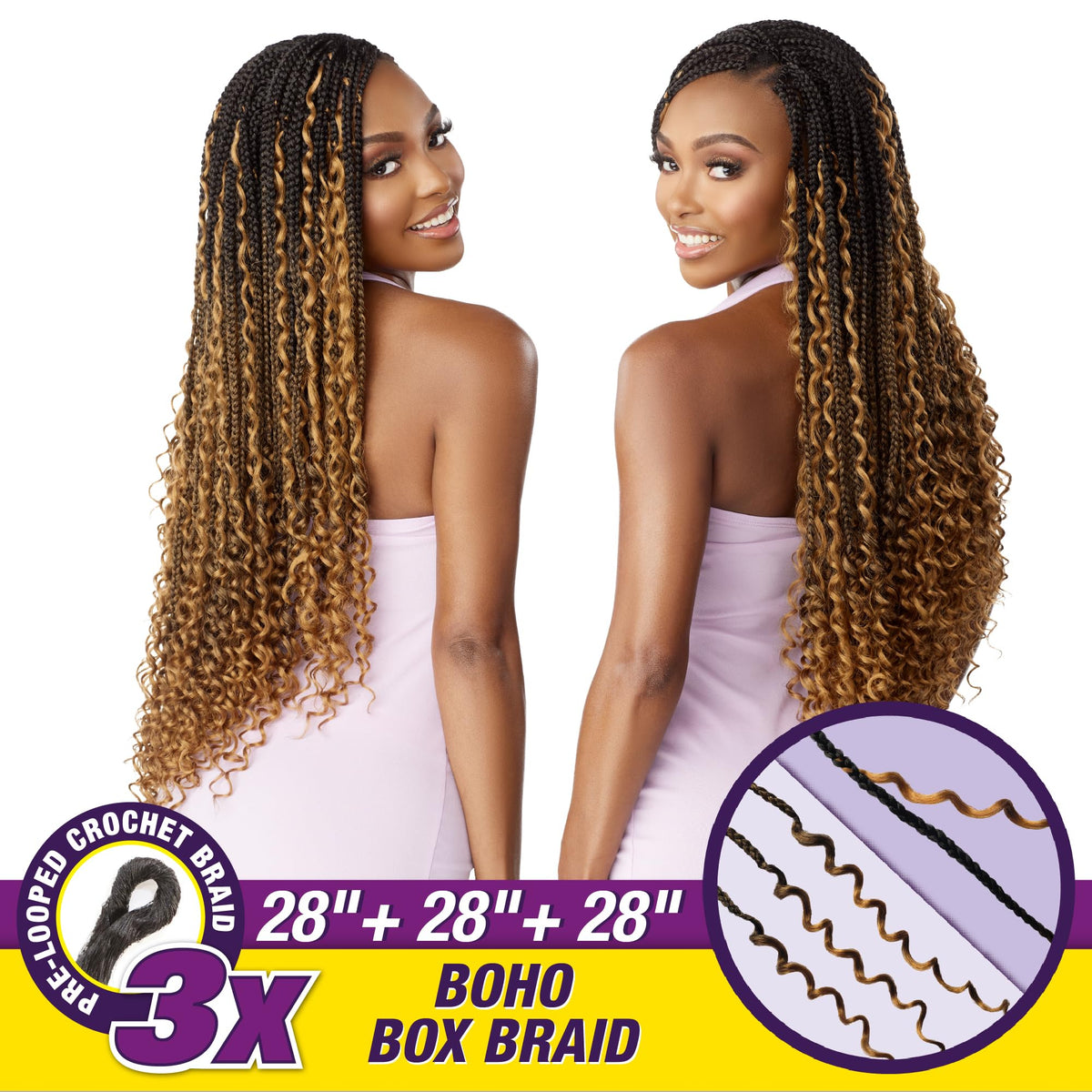 Sensationnel Lulutress Crochet Braids-3X Boho Box Braid 28in,1pk T1B/RED