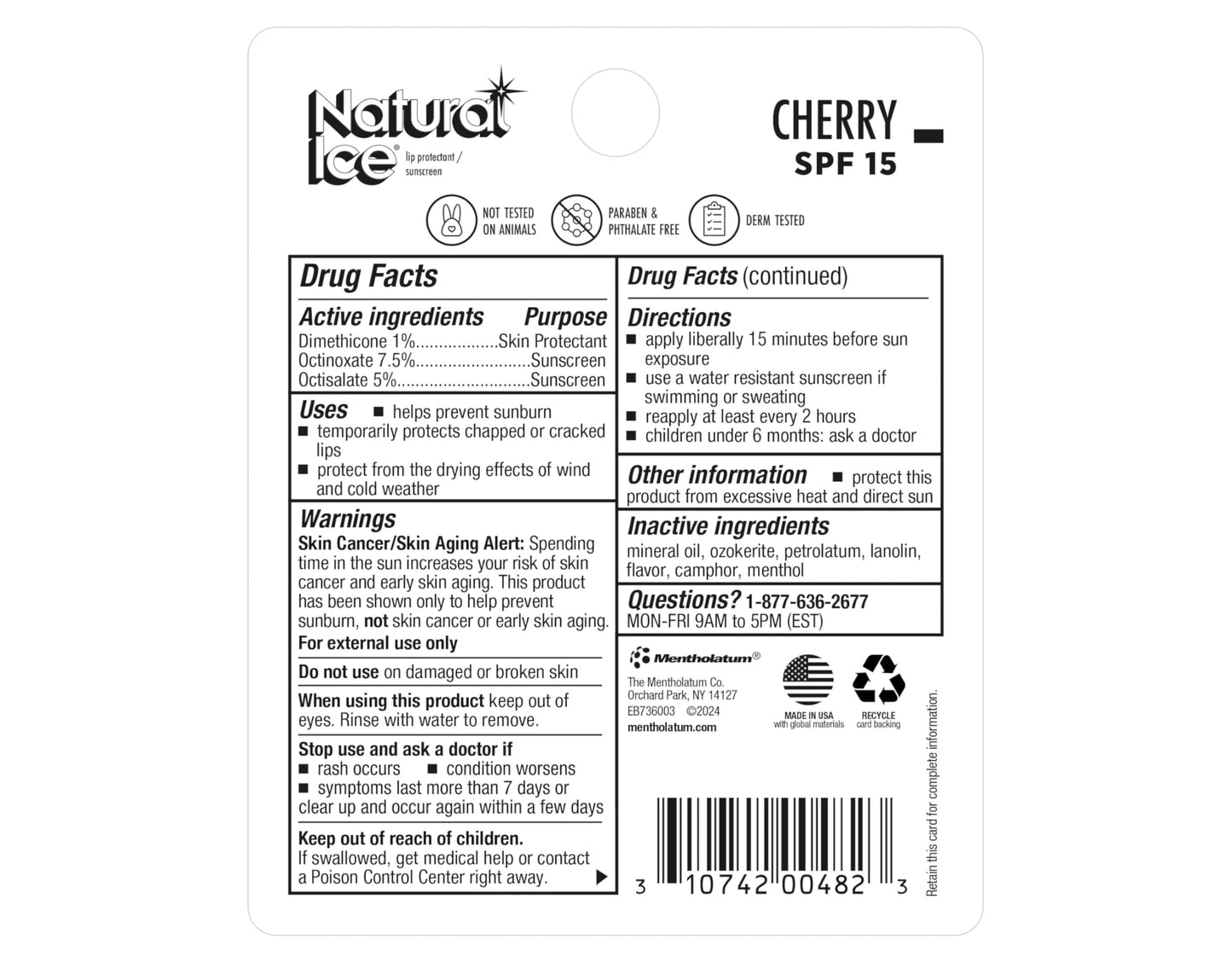 Natural Ice Cherry SPF 15 Medicated Lip Balm, 0.15 Ounce 12 Pkgs Beauty and Personal Care NATURAL