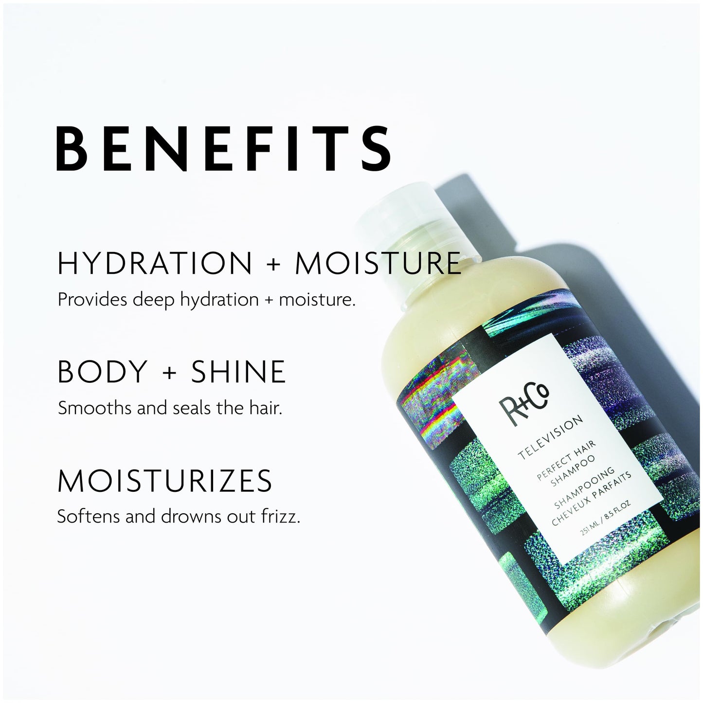 R+Co Television Perfect Hair Shampoo | Body + Shine + Smoothing for All Hair Types | Vegan + Cruelty-Free | Beauty & Personal Care R+Co