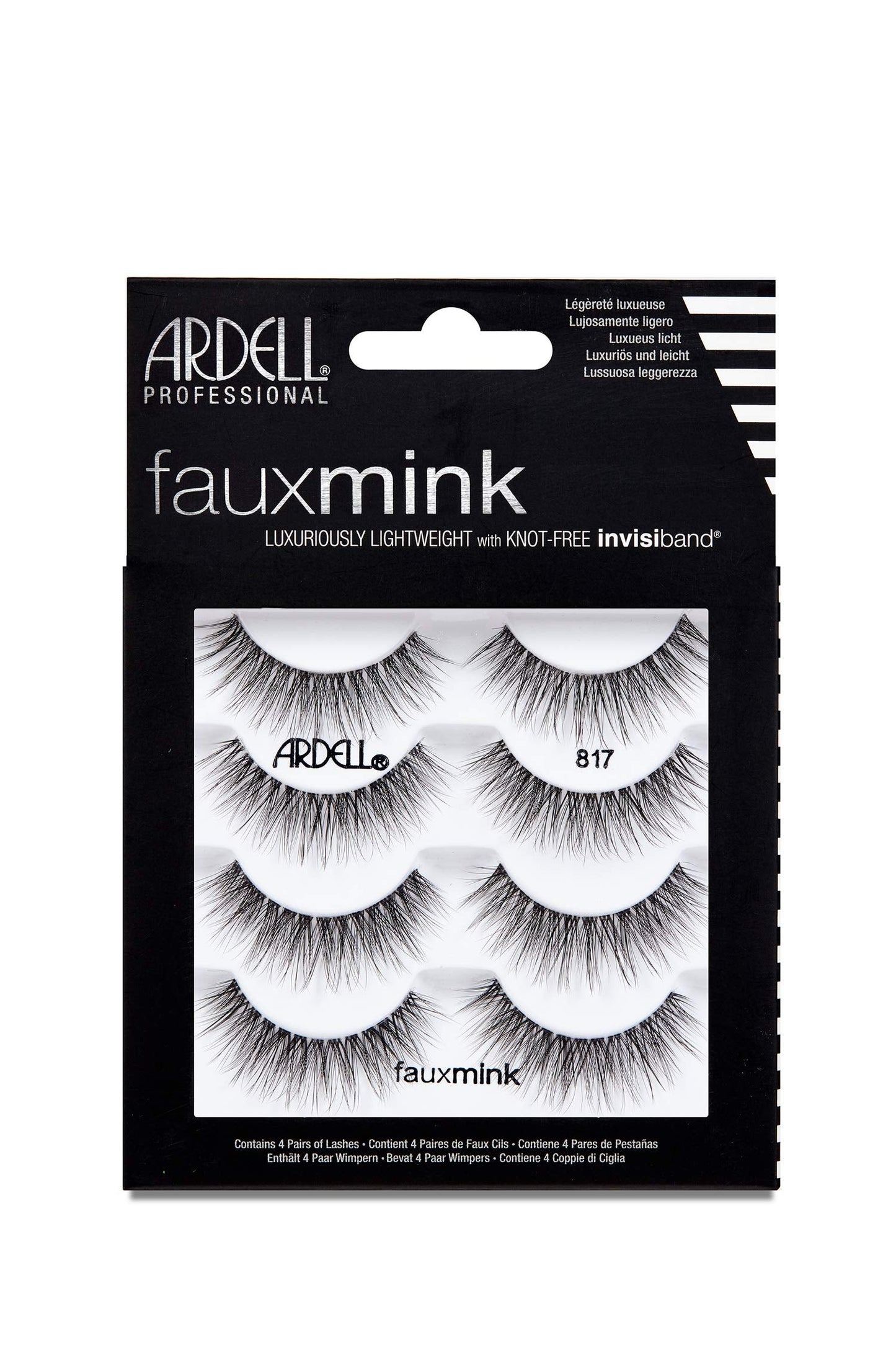 Ardell Faux Mink Lashes 817 - Lightweight, Knot-Free Invisiband Eyelashes for Natural Glam, 4 Pairs, 1 Pack Beauty & Personal Care Ardell