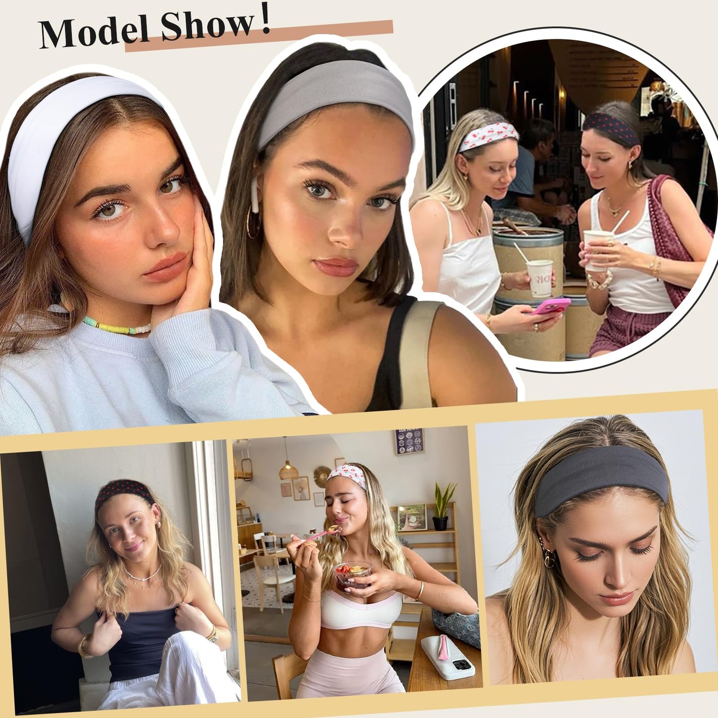 TERSE Tie Dye Headbands for Women Short Hair Non Slip Elastic Sweat Hairbands Soft Fabric Hair Bands for Women's Hair, Workout Yoga Running Sport Thin Beauty and Personal Care TERSE