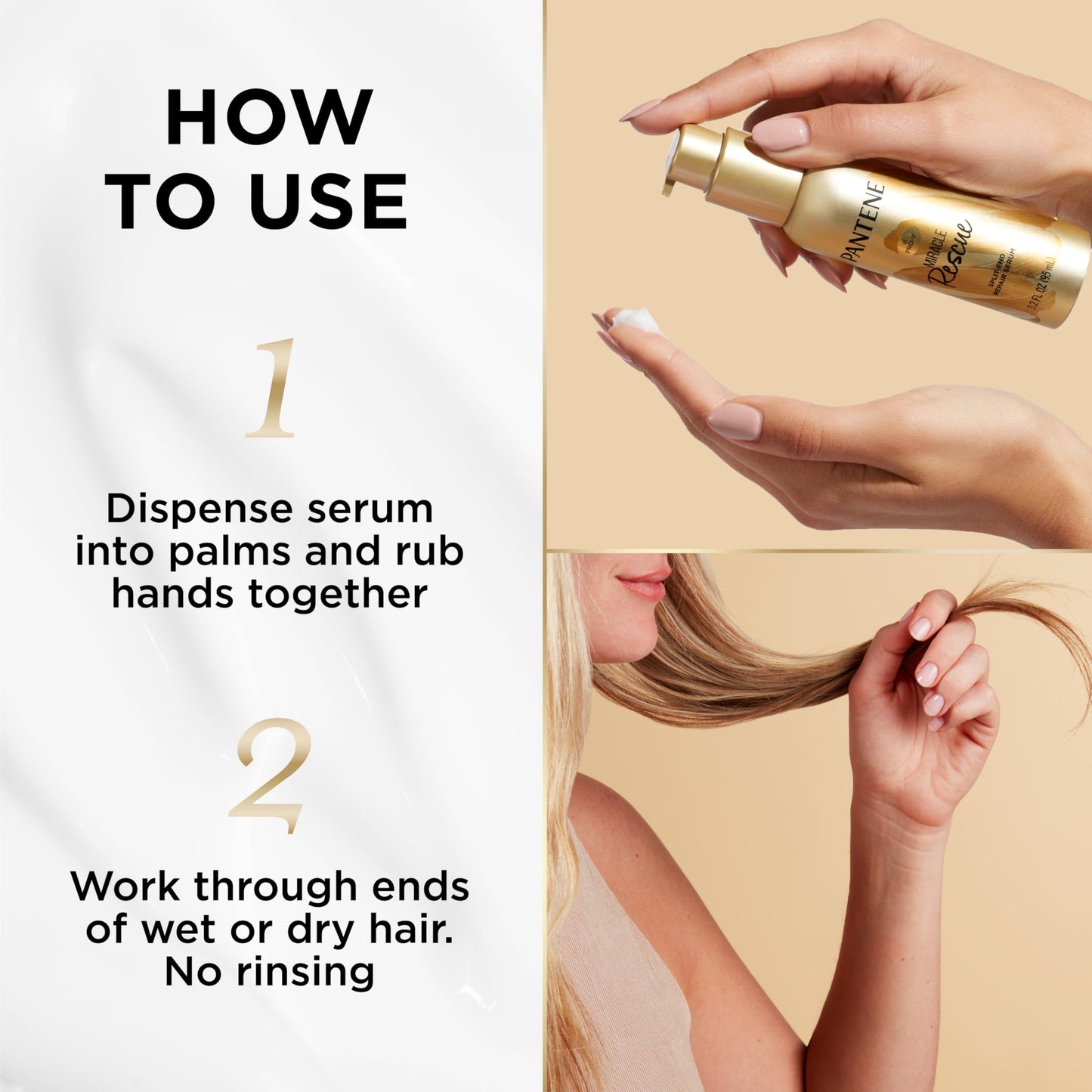 Pantene Hair Serum, Split Ends Hair Treatment, Hair Serum for Frizzy and Damaged Hair, Miracle Rescue, 3.2 oz Beauty & Personal Care Pantene