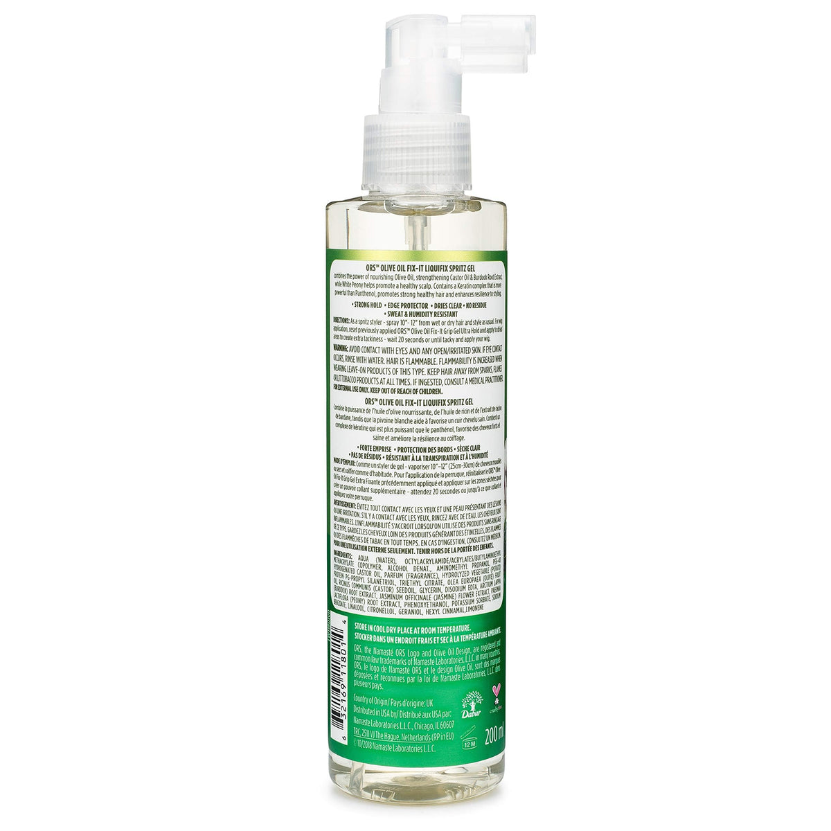 ORS Olive Oil FIX-IT Liquifix Spritz Gel Infused with Castor Oil For Strengthening & Hairline Maintenance Strong Hold (6.8 oz) Beauty & Personal Care ORS HAIRestore