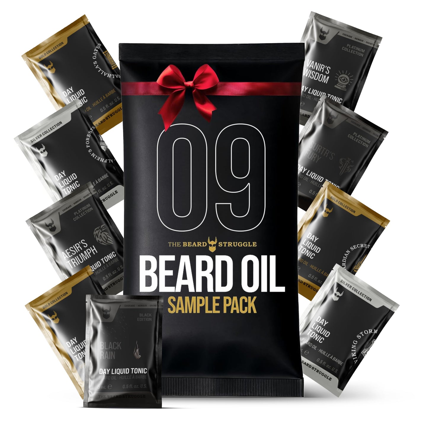 The Beard Struggle 9 Beard Oil Voyager Sample Pack, Variety Beard Oil for Men Sampler with 9 Different Scents, All Natural Ingredients, Beard Growth Beauty and Personal Care The Beard Struggle