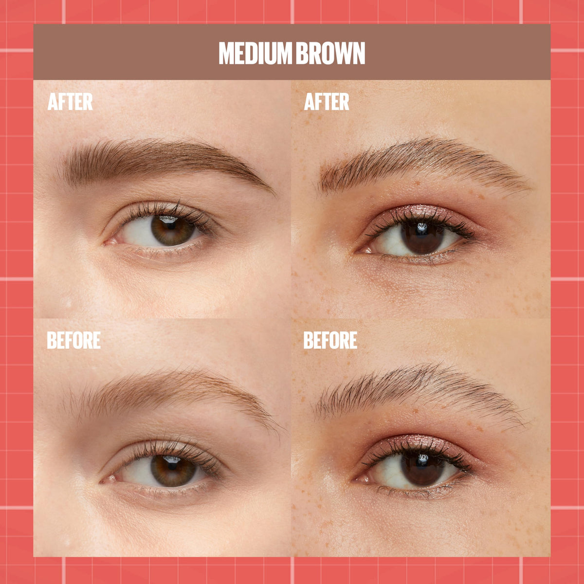 Maybelline Build-A-Brow 2-in-1 Brow Pen and Sealing Eyebrow Gel, Eyebrow Makeup for Real-Looking, Fuller Brows, Medium Brown, 1 Count