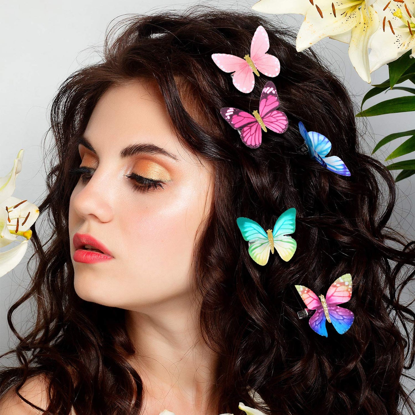 Boao 18 Pieces Butterfly Hair Clips Glitter Barrettes Fabric 90s Butterfly Snap Clips for Teens Women Hair Accessories DIY Crafts Wedding and Back Beauty & Personal Care Boao