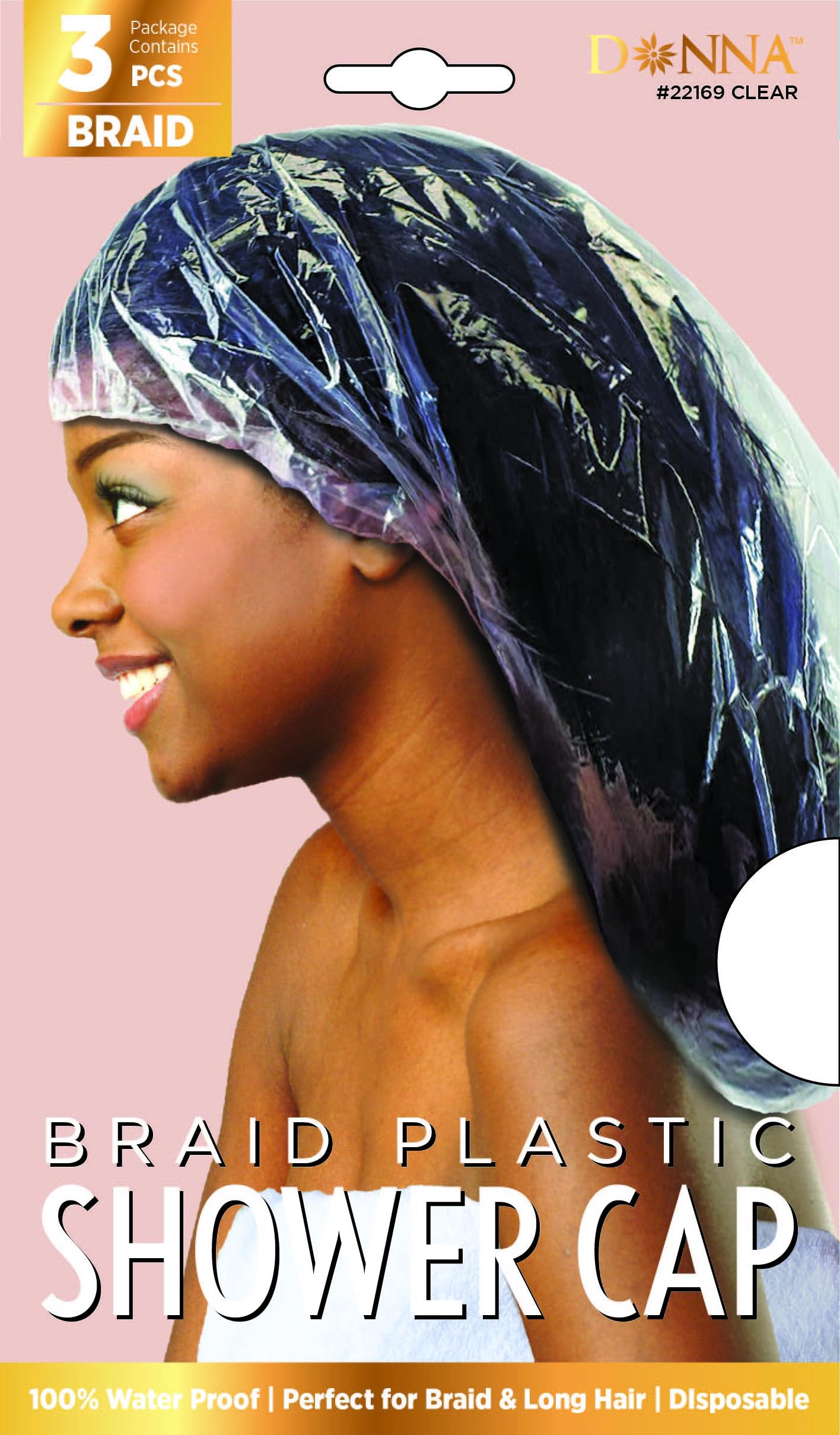DONNA Braid Plastic Shower Cap - Extra Large Disposable Shower Caps for Braids & Long Hair - Waterproof & Lightweight Hair Protection - 3 Pack, Clear Beauty and Personal Care DONNA