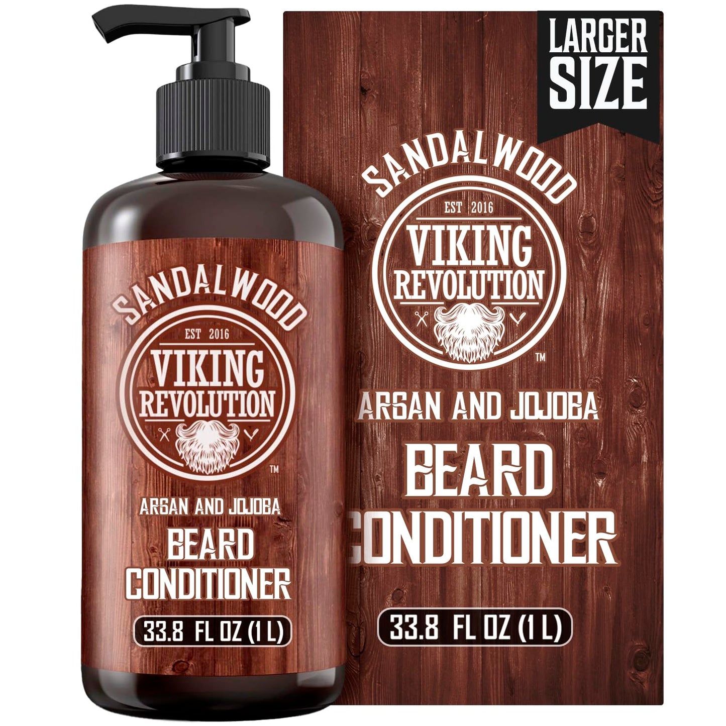 Viking Revolution Sandalwood Beard Conditioner for Men with Argan Oil and Jojoba Oil - Beard Softener and Strengthener Natural Beard Conditioner Beauty & Personal Care Viking Revolution