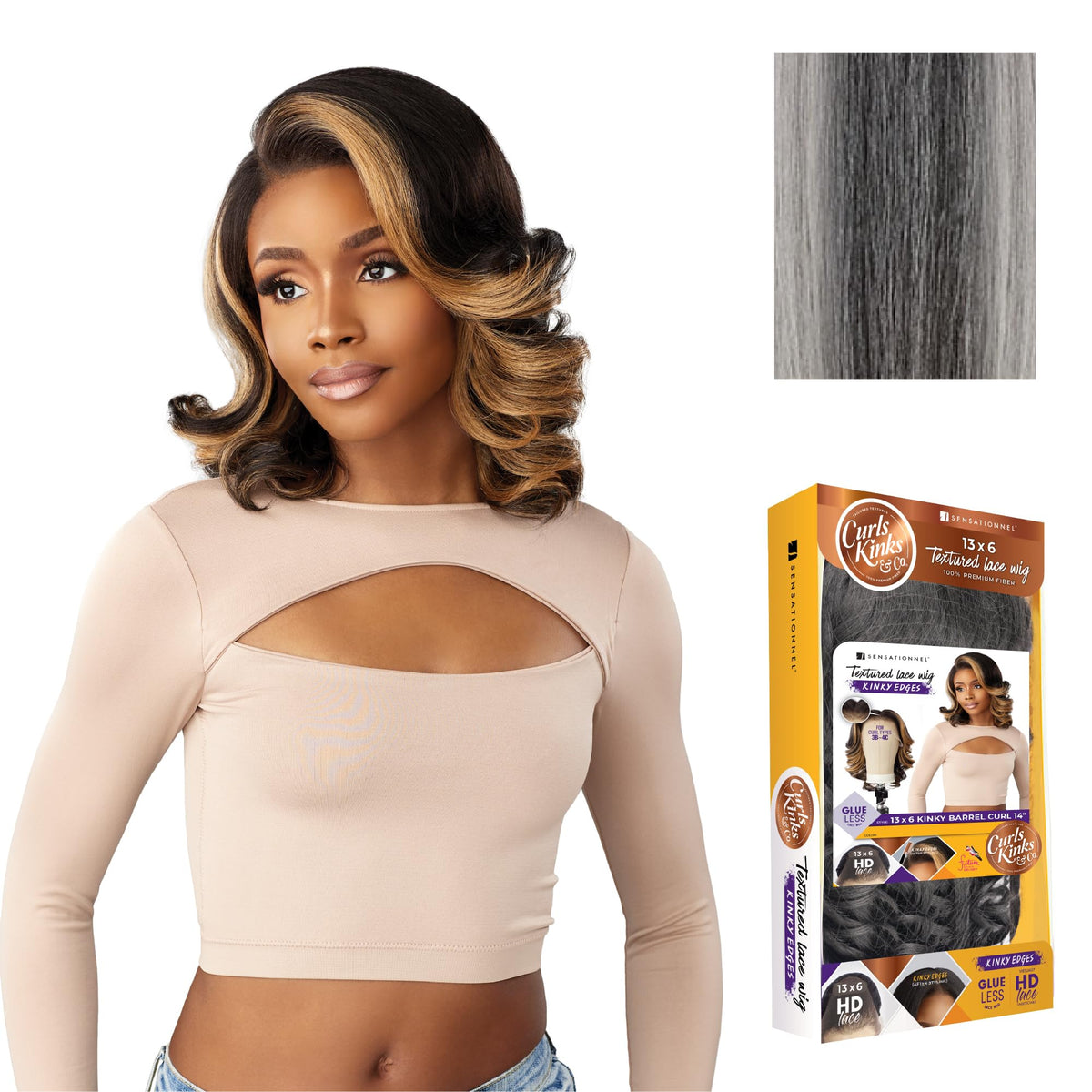 Sensationnel CKCO Kinkyedges Wig-Kinky Barrel Curl 14 Inch, HL34/51