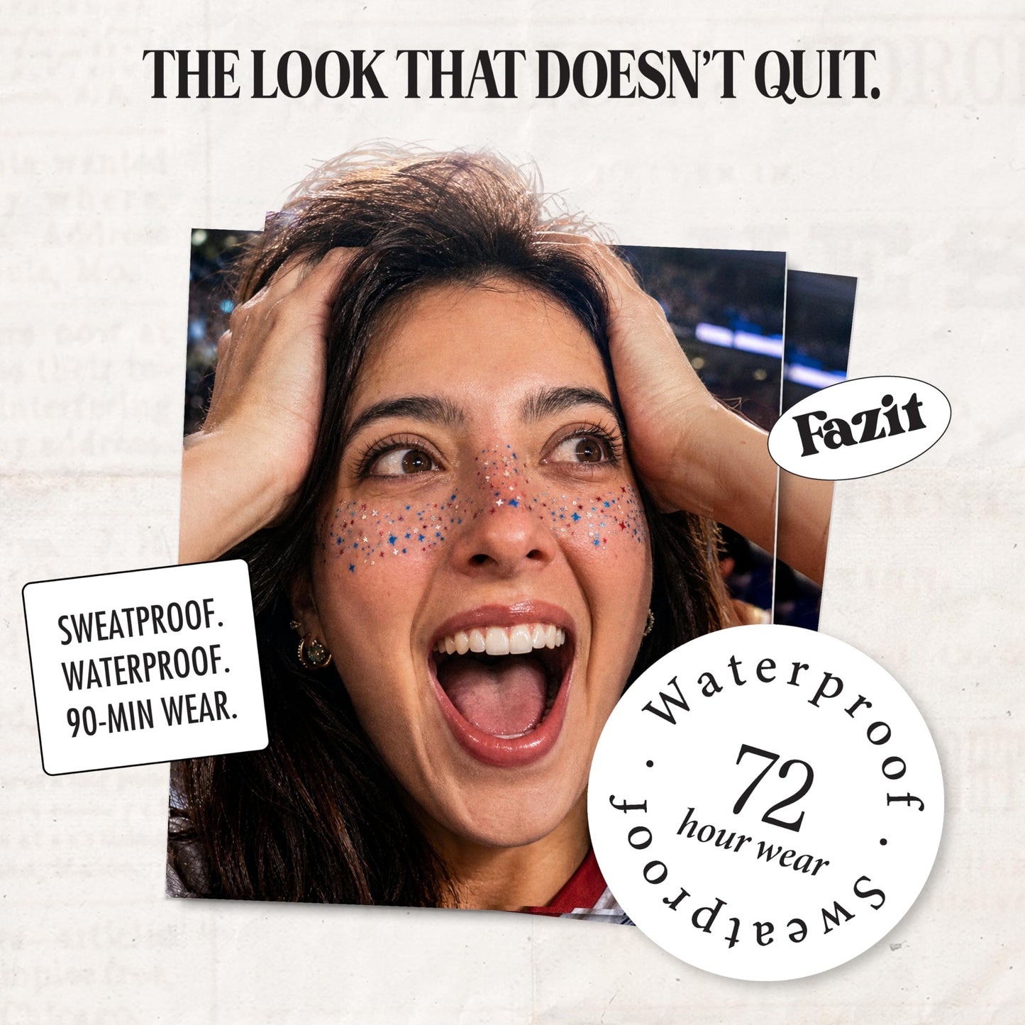 Fazit US Soccer Speckles - Red, Blue & Silver Glitter Makeup Patches - Waterproof & Sweat-proof Face Stickers - Long-Lasting Game Day Glam, USA Spirit Beauty & Personal Care Fazit