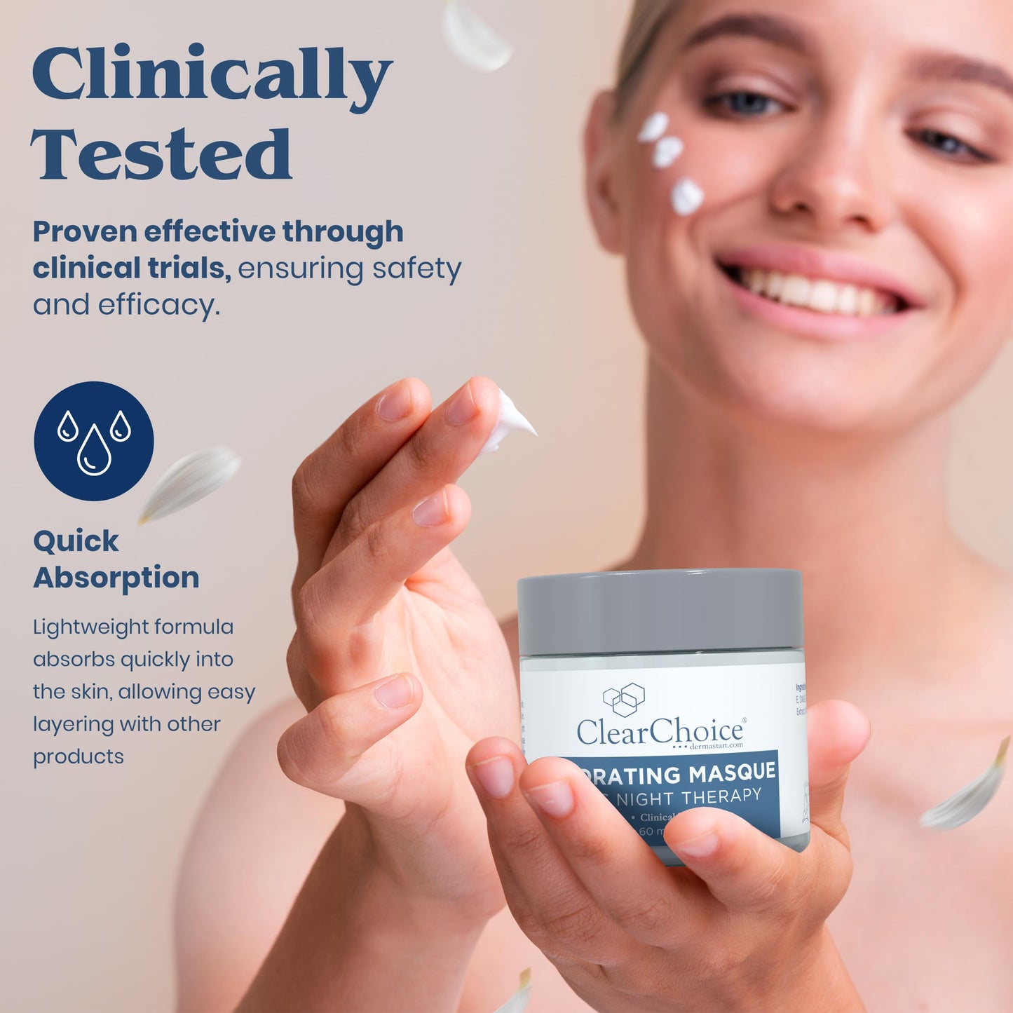 Clear Choice Hydrating Masque + Night Therapy, Rehydrating & Repairing Treatment for All Skin Types, Rosacea Relief & Post-Procedure Care, 2oz Beauty & Personal Care Clear Choice