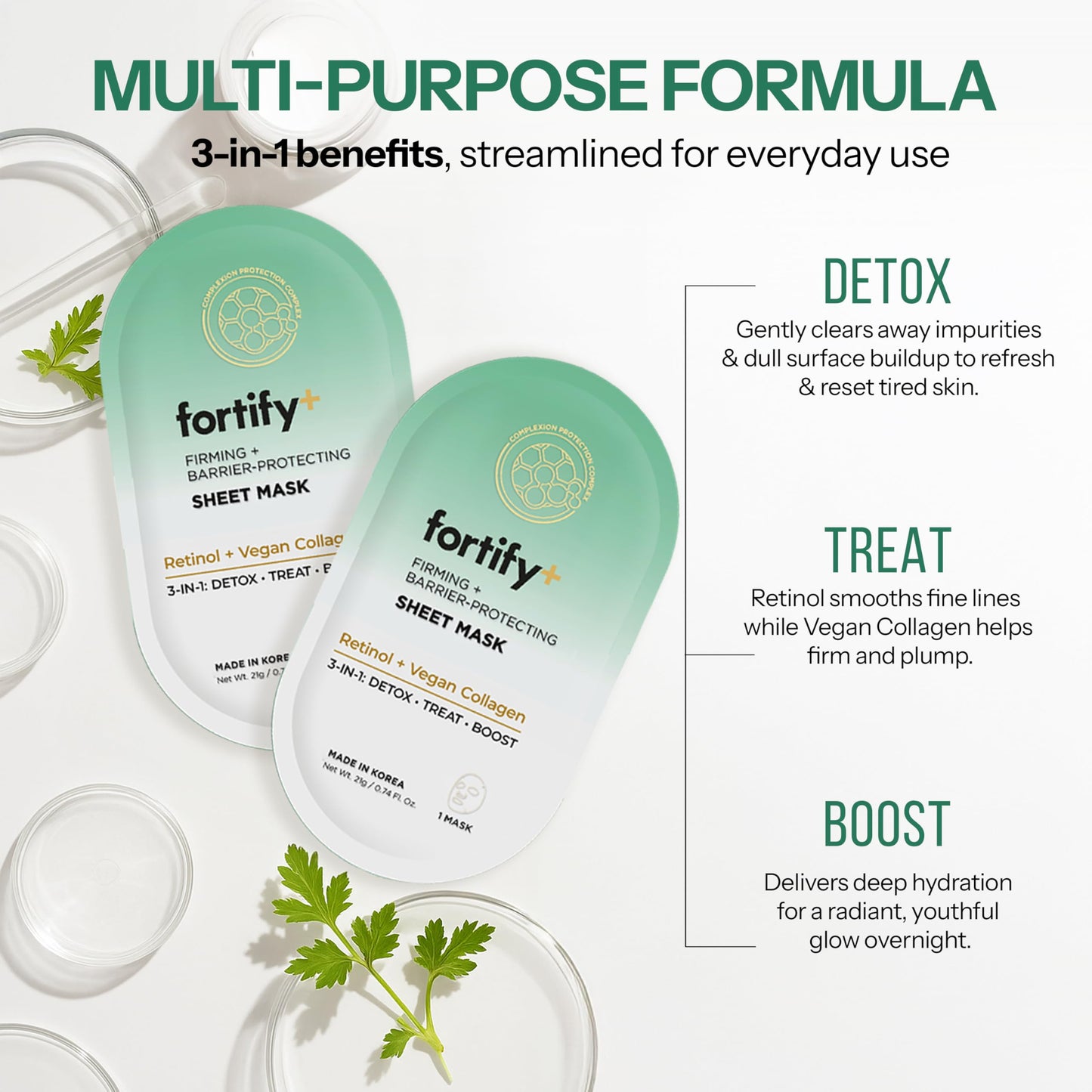Fortify Skincare Retinol & Collagen Face Mask - 3-in-1: Detox, Treat, Boost - Hydrating, Firming, Anti-Aging - Dermatologist Tested Korean Skin Care Beauty & Personal Care Fortify Skincare
