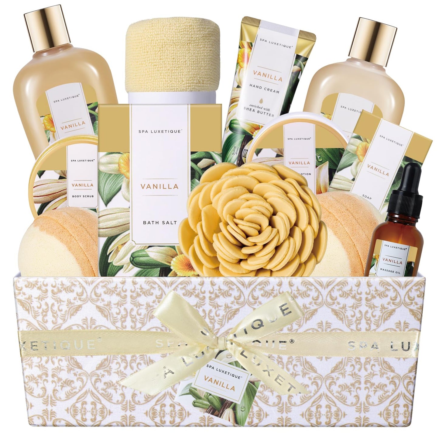 Spa Gift Baskets for Women, Spa Luxetique Spa Gifts for Women, Birthday Gifts Spa Kit, 12pc Vanilla Bath Set, Womens Self Care Gifts,Christmas Gifts Beauty & Personal Care spa luxetique