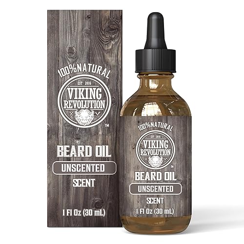 Viking Revolution Unscented Beard Oil for Men - Natural Mens Beard Oil with Argan Oil and Jojoba Oil - Beard Softener, Strengthens and Moisturizes Beauty & Personal Care Viking Revolution