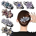 6 Pack Rhinestone Double Flower Hair Clip for Women Girls, Crystal Duckbill Clip Hairpin with Teeth Non-Slip Women Elegant Hair Dovetail Clips Beauty & Personal Care INLAZTIM