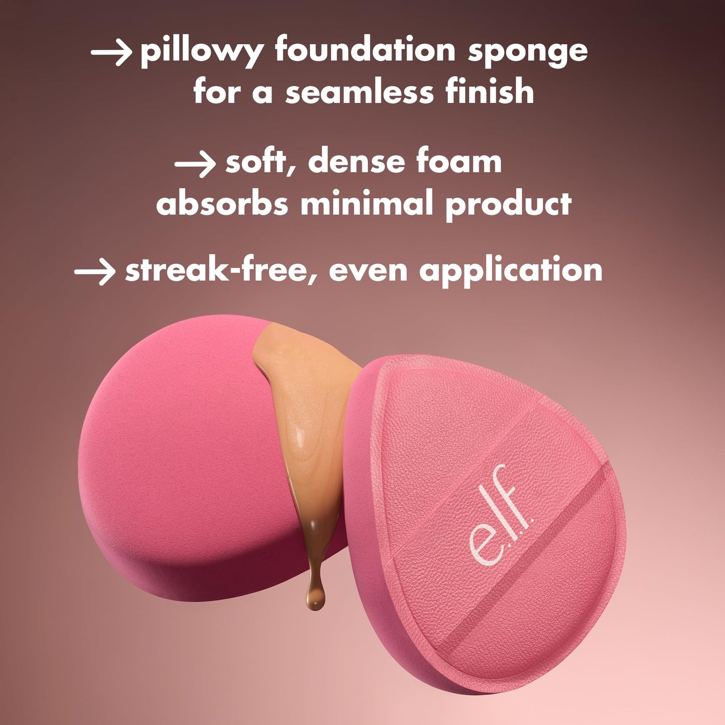 e.l.f. Pillow Puff Foundation Sponge, Bouncy, Ultra-Soft Foam Makeup Sponge For Liquid Foundation, Creates An Airbrushed Finish, Vegan Beauty & Personal Care e.l.f.