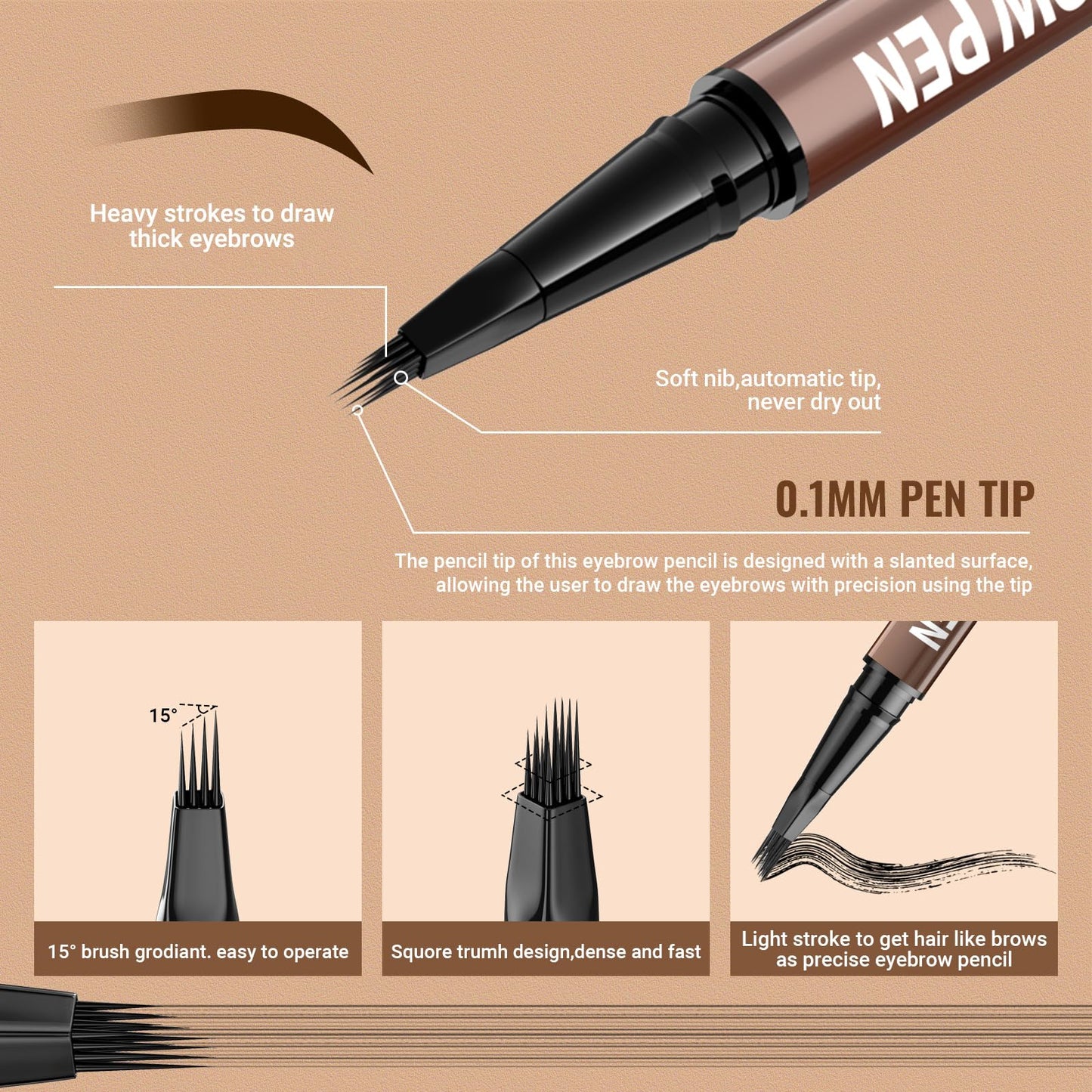 iMethod Eyebrow Pen - Eyebrow Pencil,2-in-1 Eyeliner Dual-Ended Brush-Tip Microblading 4d Eyebrow Pencils for women,Long Lasting Waterproof Hair-Like Beauty and Personal Care iMethod