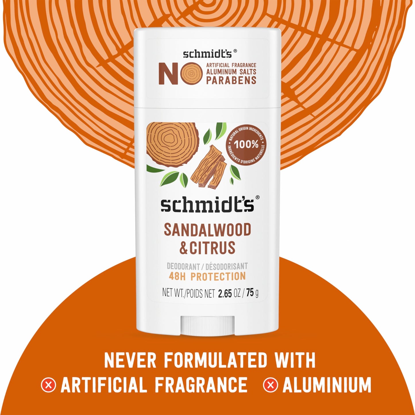 Schmidt's Aluminum-Free Vegan Deodorant Sandalwood & Citrus 2 Count for Women and Men, with 24 Hour Odor Protection, Natural Ingredients Beauty and Personal Care Schmidt's