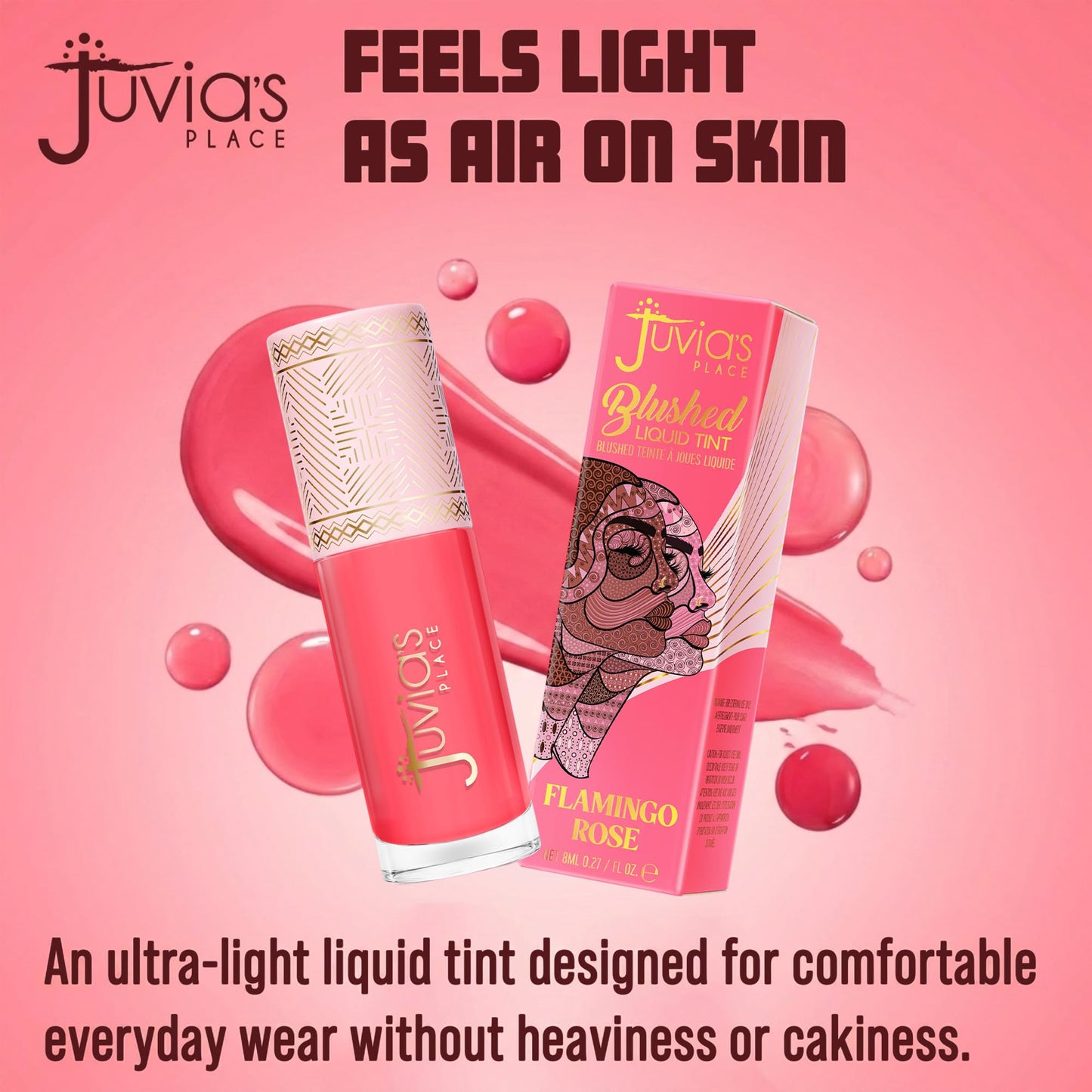 Juvia's Place Blushed Liquid Tint - Flamingo Rose - Lightweight Liquid Blush, Radiant Dewy Finish, Buildable Formula with Vitamin E, Long-lasting Beauty & Personal Care Juvia's Place