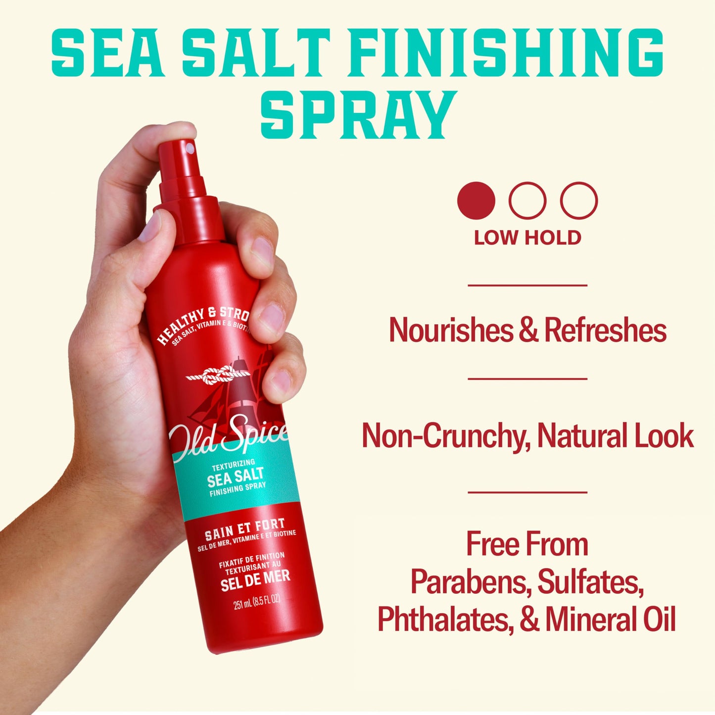 Old Spice Mens Sea Salt Hair Spray, Texturizing Finishing Spray for All Hair Types, Healthy & Strong with Vitamin E & Biotin, Medium Hold, 8.5 fl oz Beauty & Personal Care Old Spice