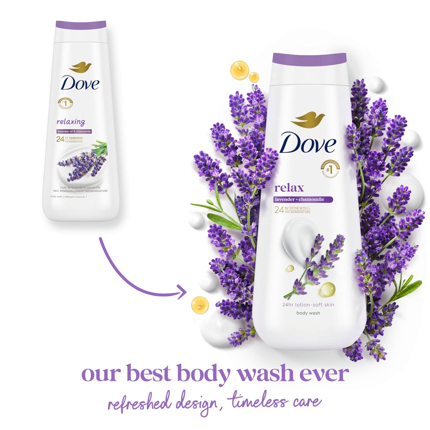Dove Body Wash Relax Lavender Oil & Chamomile for 24hr Lotion-Soft Skin Moisturizing Skin Cleanser with No Sulfates No Parabens 20 oz Beauty & Personal Care Dove