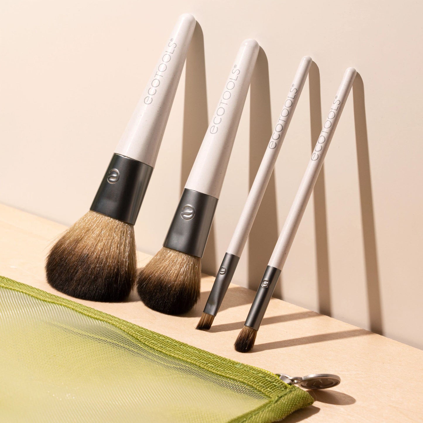 EcoTools On-The-Go Makeup Brush Kit, Travel-Friendly Brush Set, Mini-Size Makeup Tools for Powders, Blush, Bronzer, & Eyeshadows, Eco-Friendly Beauty & Personal Care EcoTools