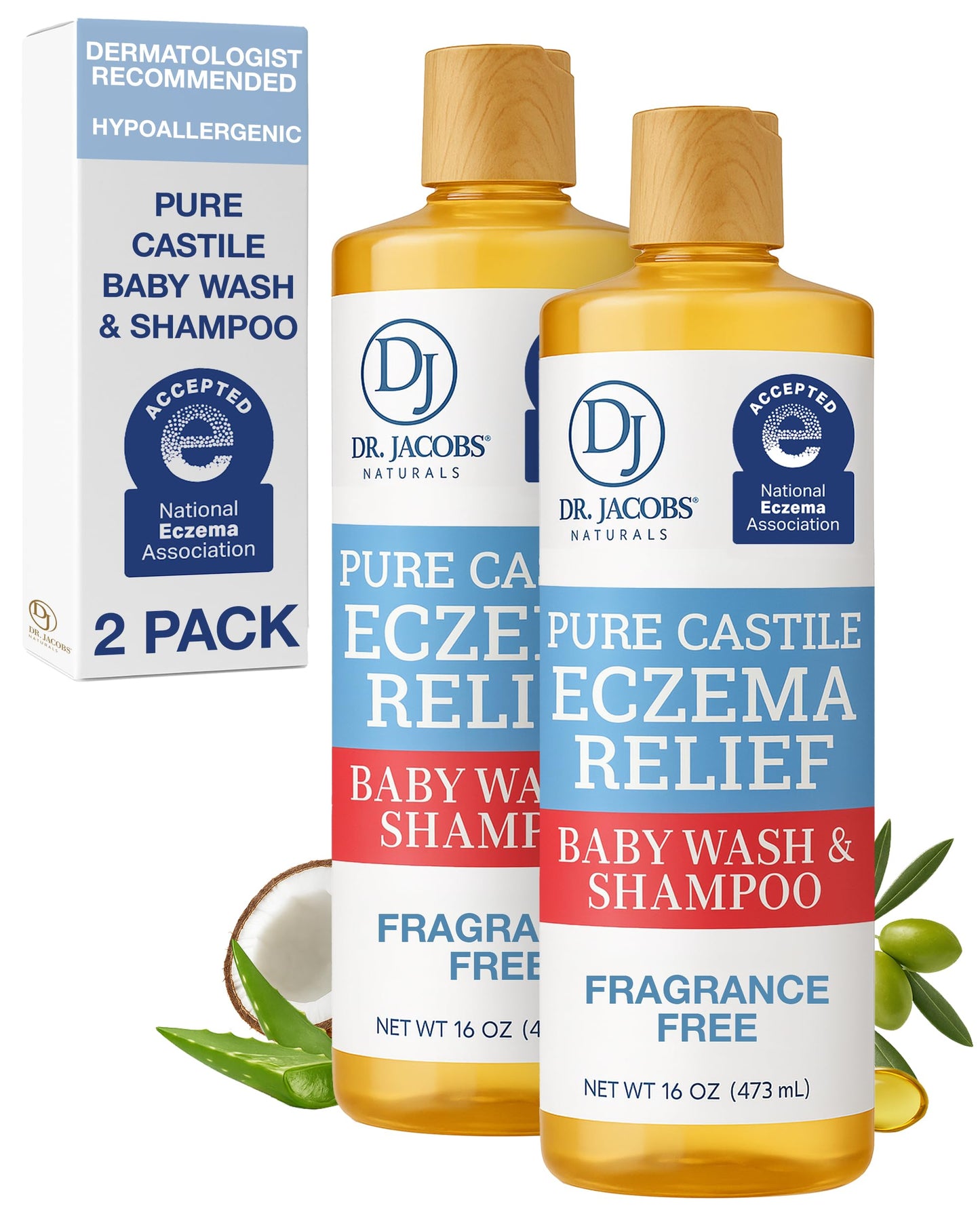 Dr. Jacobs Pure Castile Baby Wash - Effective Body Wash to Relieve Baby Eczema - Gentle Shampoo and Unscented Soap for Sensitive Skin Beauty & Personal Care DR.JACOBS NATURALS