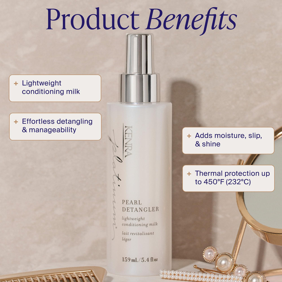 Kenra Professional Platinum Pearl Detangler | Lightweight Conditioning Milk | Adds Moisture & Slip | Effortless Detangling & Manageability | Thermal