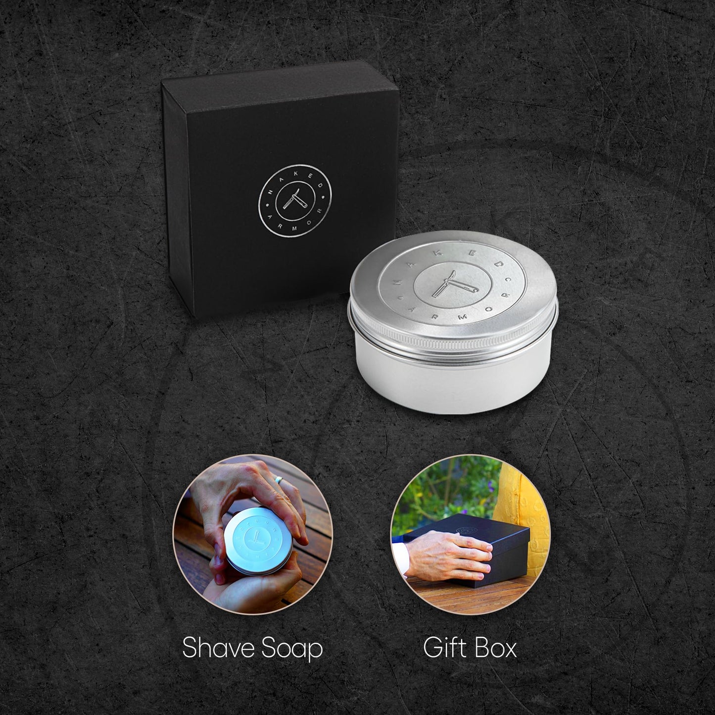 Naked Armor Organic Shave Soap for Men - Large 7oz Shaving Soap Tin for Sensitive Skin & Wet Shaving - Handmade with Shea Butter & Essential Oils Beauty and Personal Care Naked Armor