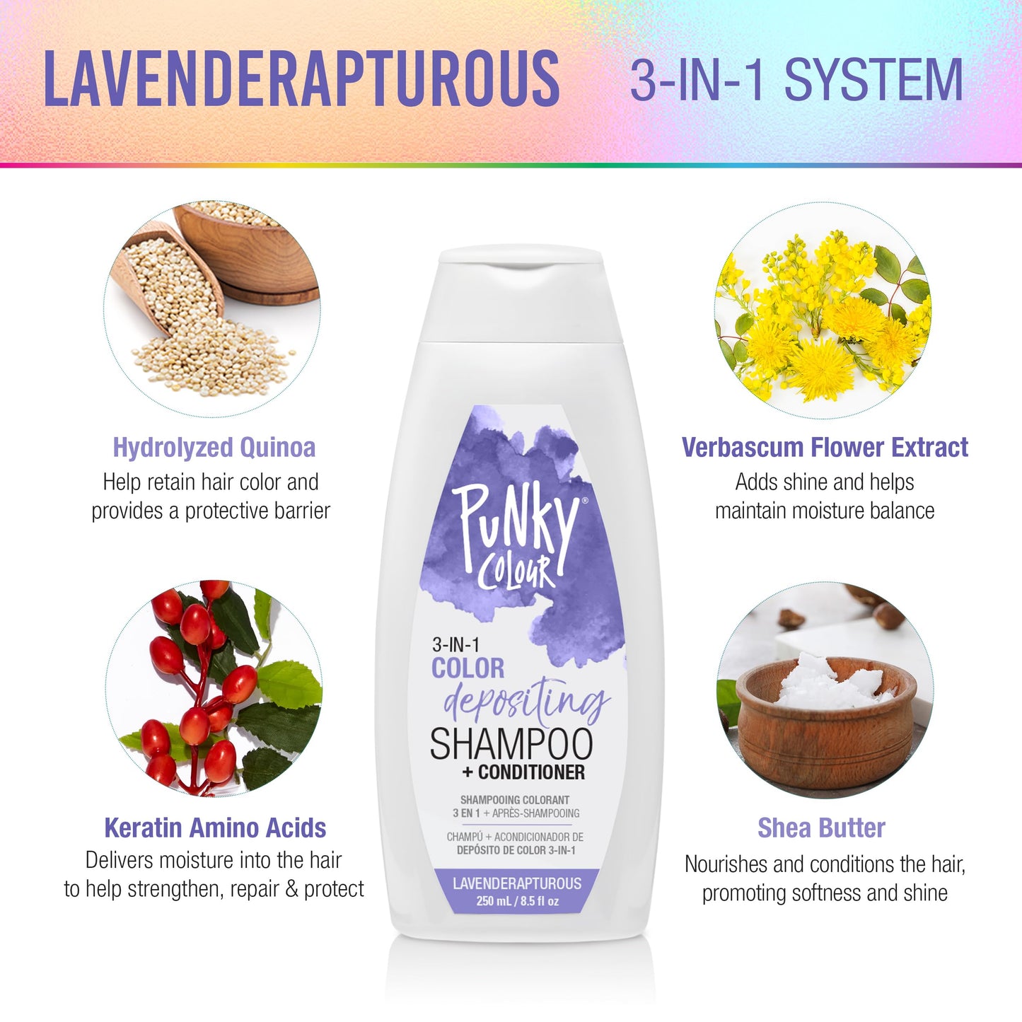Punky Colour 3-in-1 Color Depositing Conditioner & Hair Cleanser - Lavenderapturous, Semi Permanent Hair Color Conditioner, Long-Lasting Hair-Dye, 8.5 Beauty & Personal Care Punky