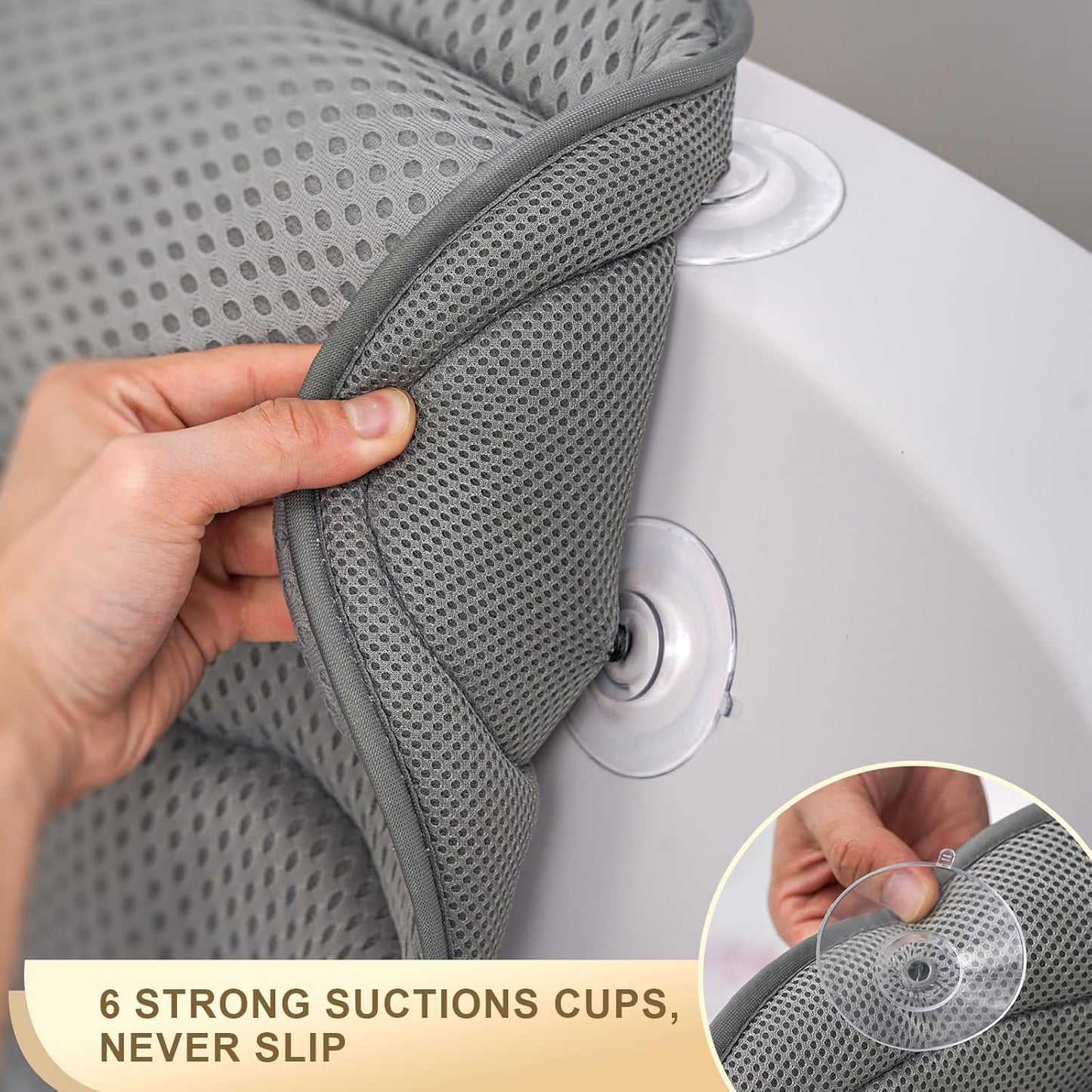 Bath Pillow Luxury Bathtub Pillow, Extra Soft & Comfortable Bath Pillow for Tub Head Neck and Back Support, with 4D Air Mesh Cushions & Non-Slip Beauty and Personal Care Binobella
