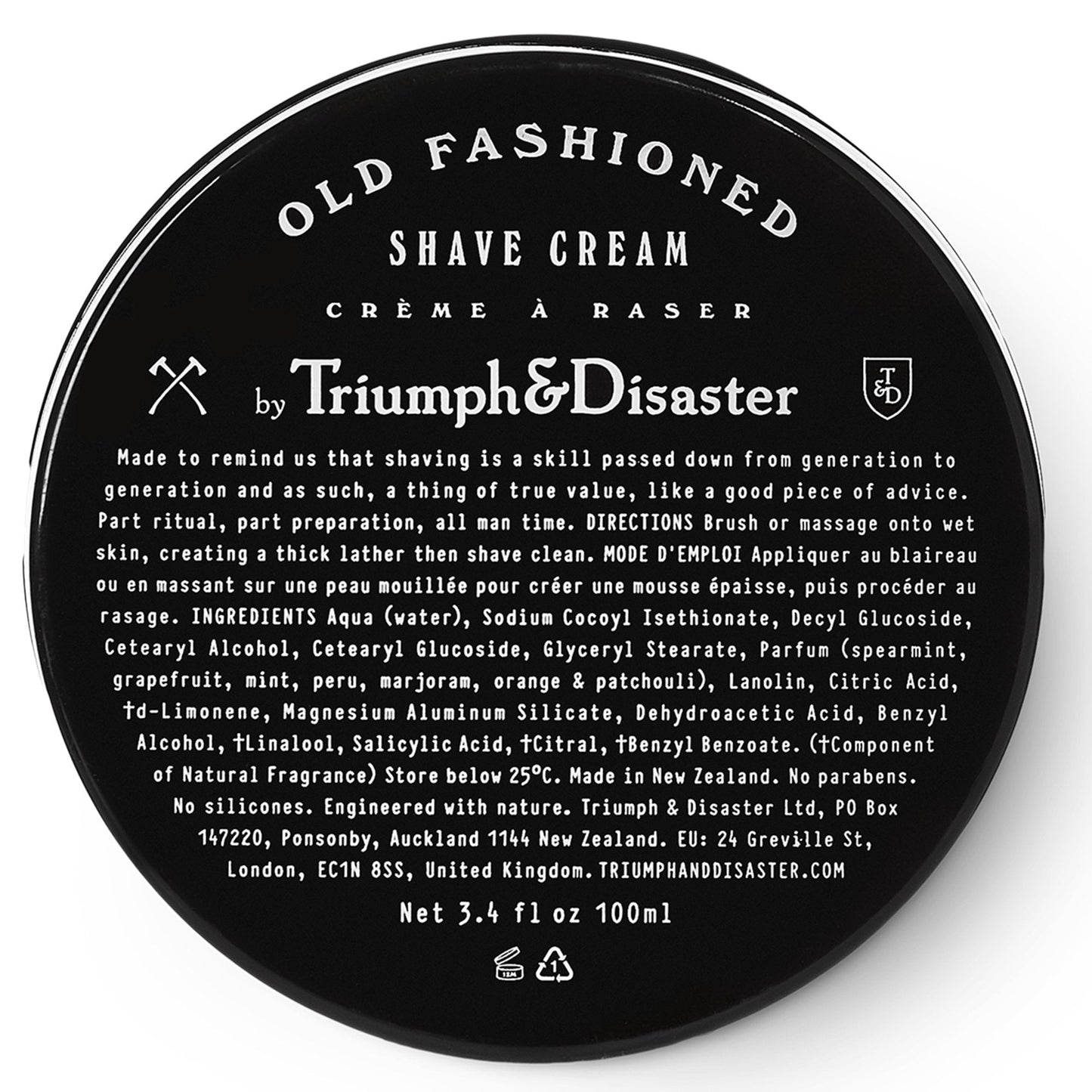 TRIUMPH & DISASTER - Old Fashioned Shave Cream Jar - Shaving Lotion for Sensitive Skin - Alcohol Free, 3.4 oz (100+ shaves) Beauty and Personal Care TRIUMPH & DISASTER