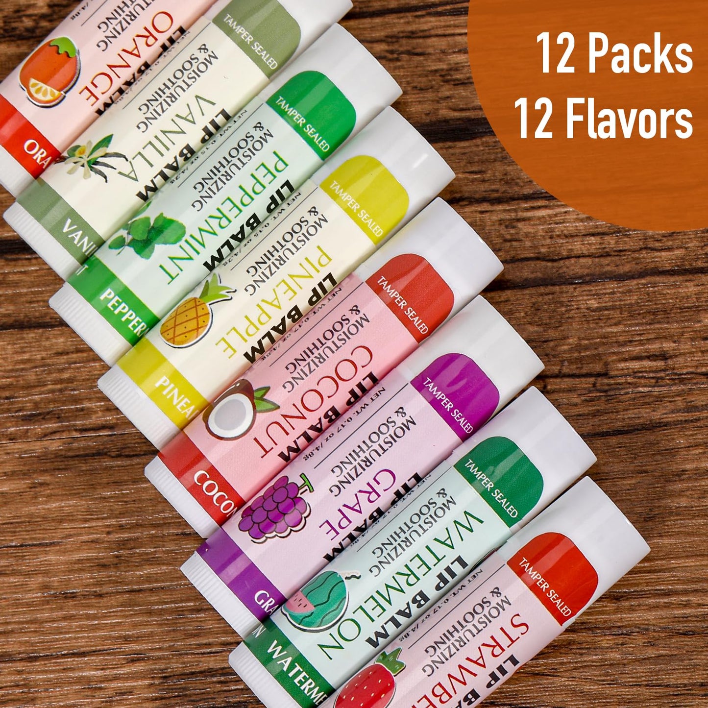 AZEN 12 Pack Lip Balm, Natural Lip Balm Bulk, Lip Care Product, Moisturizing Lip Balms for dry cracked lips - 12 Flavors Beauty & Personal Care AZEN