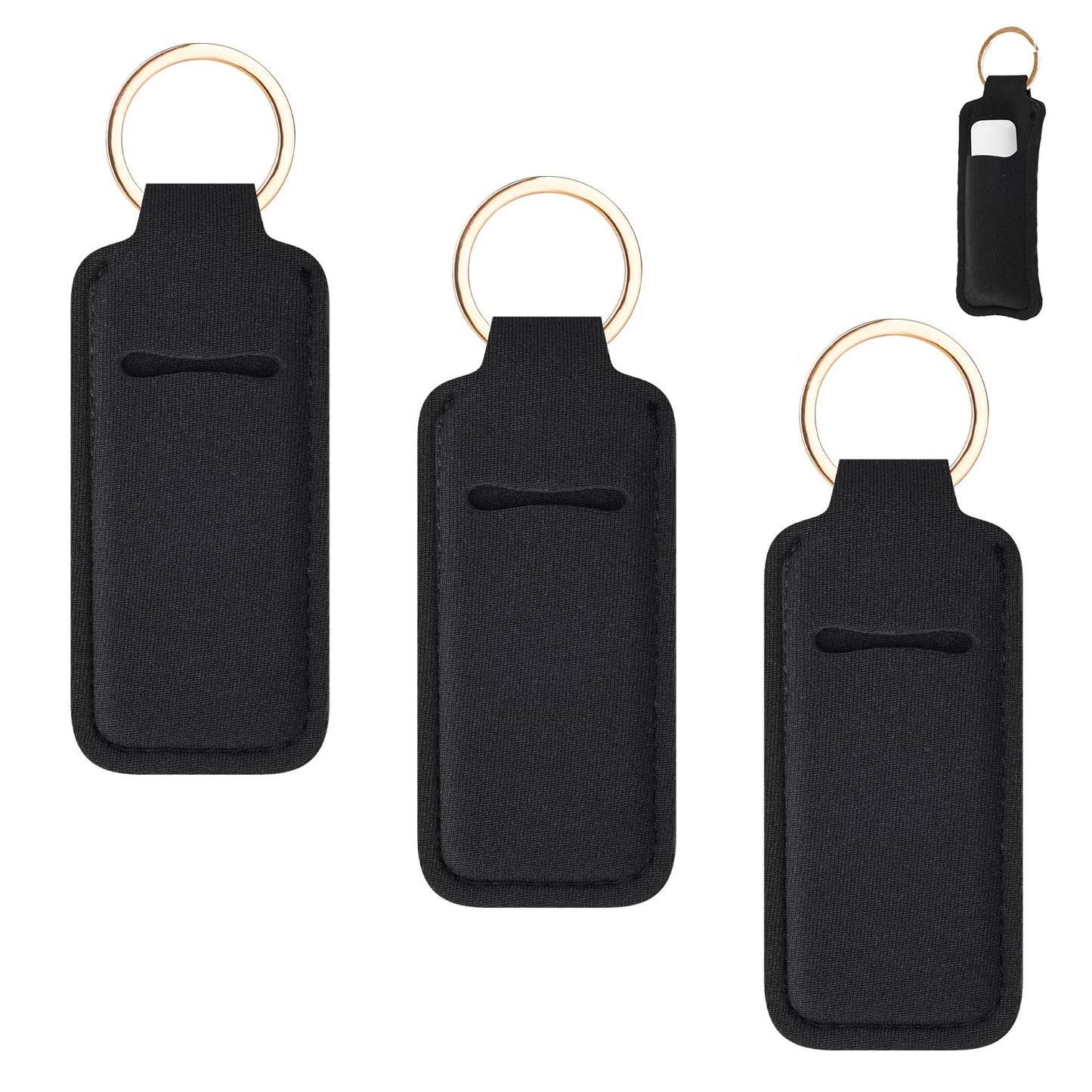 Playexen 3 PCS Chapstick Keychain Holder, Potable Lip Balm Holder with Metal Clip, Lip Gloss Holder Keychain for Lipstick, Chapstick, Lip Balm (Black) Beauty and Personal Care Playexen
