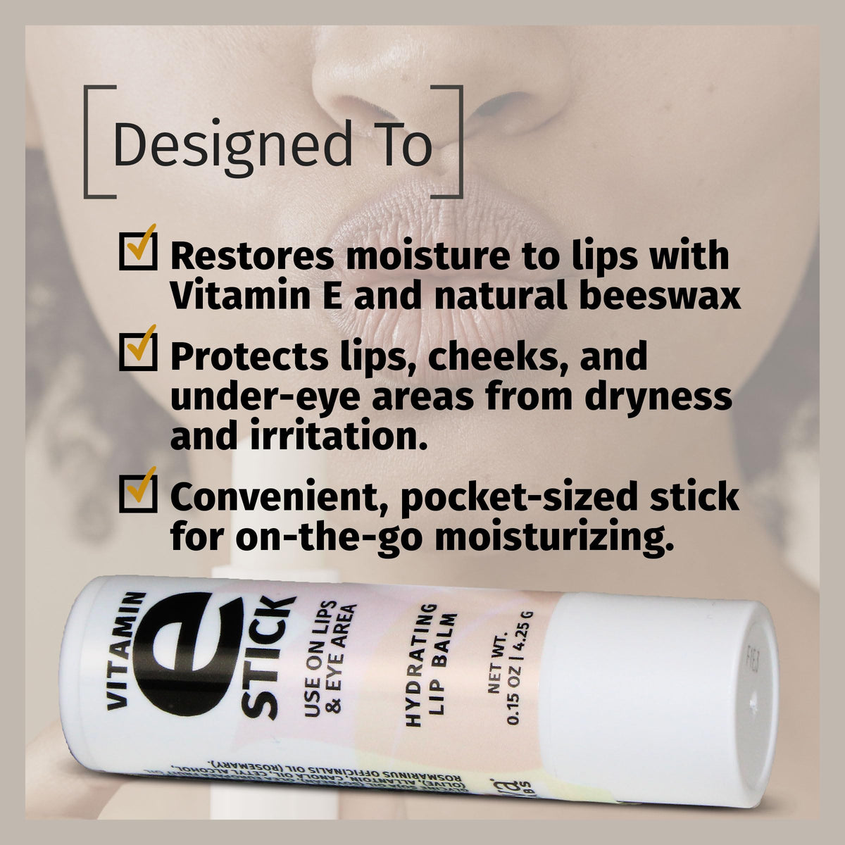 Reviva Labs Vitamin E Stick - Hydrating Lip Balm for Chapped Lips & Under Eye Care - Moisturizing with Beeswax, Shea Butter & Allantoin - Vitamin E Beauty & Personal Care Reviva Labs
