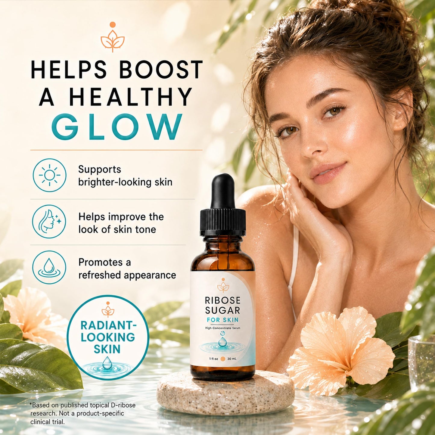 D-Ribose Sugar For Skin Serum - Ribose Sugar for Skin - Face Serum - Skin Serum - Glow Serum - Ribose Face Serum - 1 fl oz - Unscented Beauty & Personal Care Laré Naturals