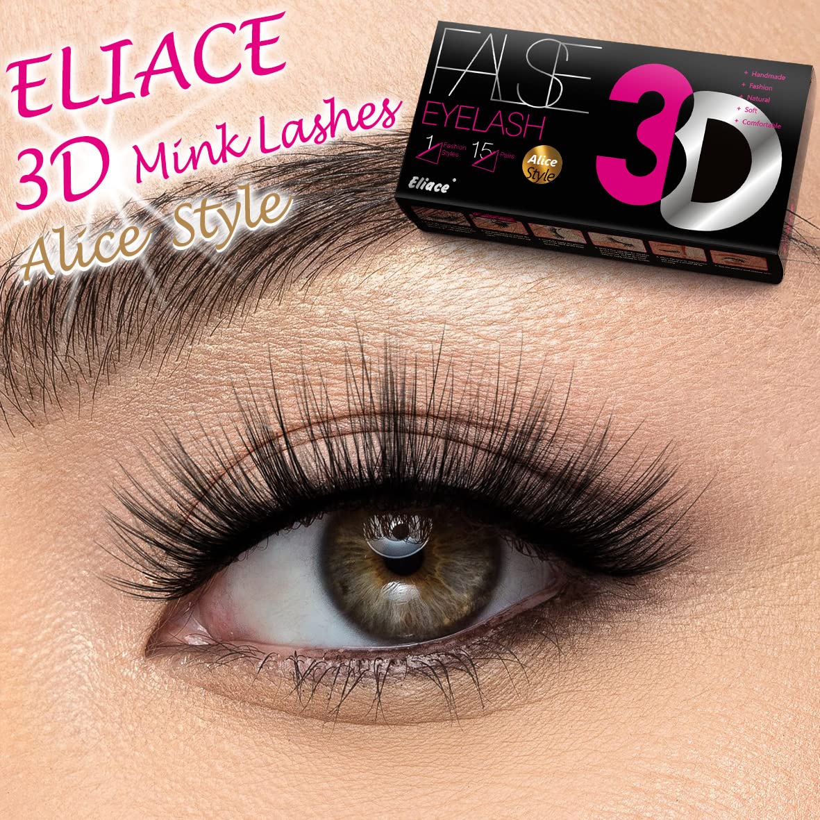 Eliace False Eyelashes Natural look Cat Eye Lashes Wispy Strips 3D Mink Lashes Fake Eyelashes Volume Fluffy Thick,Thin Soft Band Comfortable Dramatic Beauty & Personal Care Eliace
