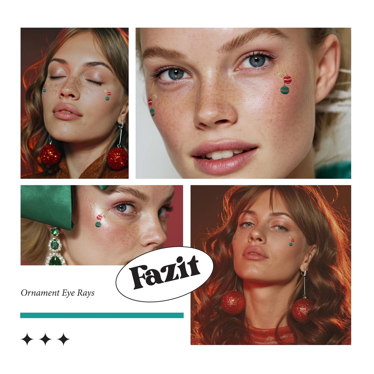 Fazit Makeup Patches - Ornament Eye Rays - Glow Up Make-Up Patches - Cute Glitter Makeup Accessories for Women - Cosmetic Glitter for Face Beauty & Personal Care Fazit