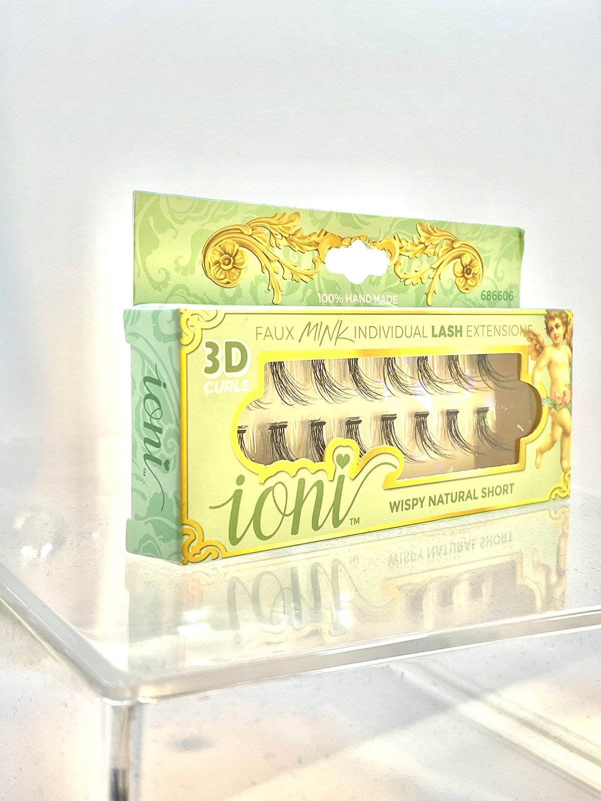Ioni Cosmetics Faux Mink Individual Lash Extensons 3-STRAND Natural-Short, Black Beauty & Personal Care IONI