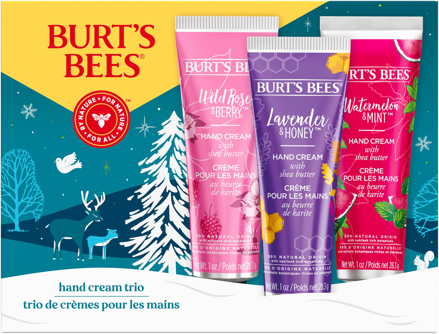 Burt's Bees Christmas Gifts, 3 Body Skincare Stocking Stuffers, Shea Butter Hand Cream Trio Set - Lavender Honey, Watermelon Mint & Wild Rose Berry Beauty & Personal Care Burt's Bees
