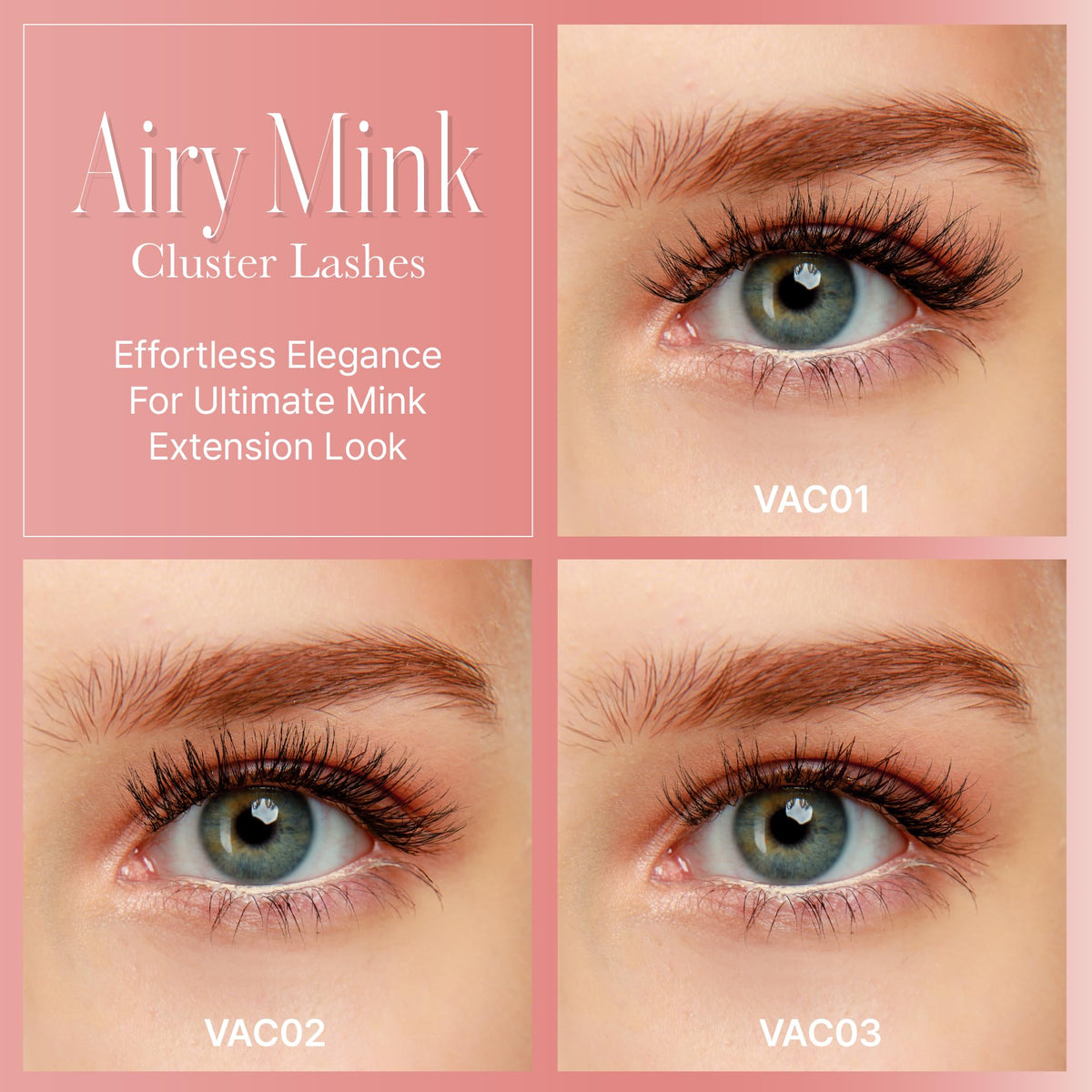 VLuxe Airy Mink Lash Cluster, 100% Real Mink False Eyelash Extension, Lightweight Clear Invisible Band for Natural Look, DIY Customizable Multi-Length
