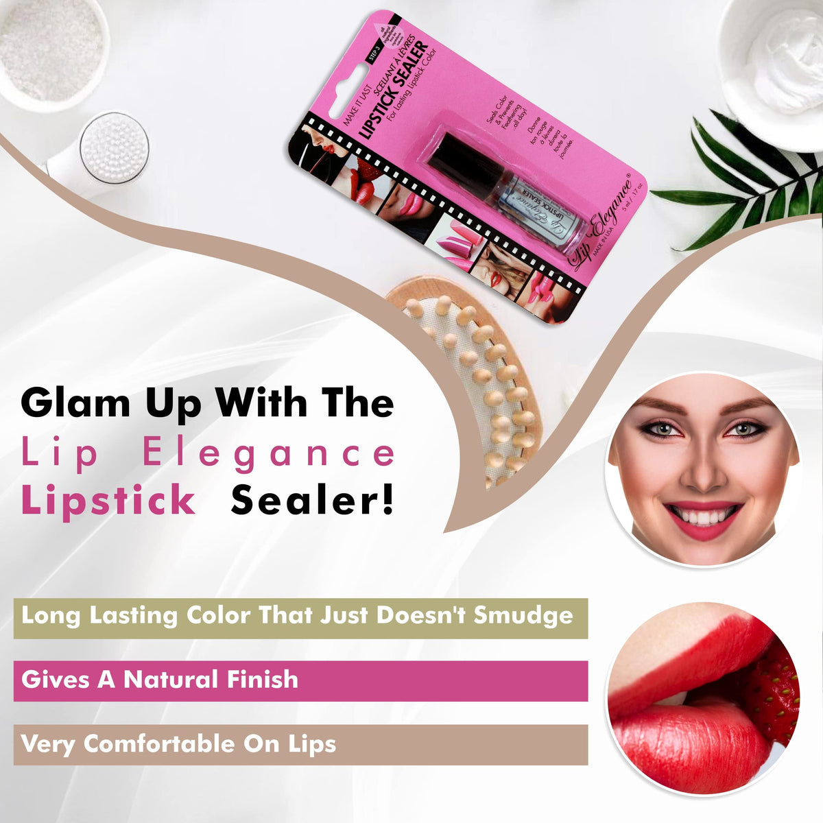 Lip Elegance Lipstick Sealer - Long Lasting Lipstick Sealer with Brush Applicator - Waterproof, Smudge Proof, Oilproof - All Day Liplock Effect 0.17 Beauty & Personal Care Lip Elegance