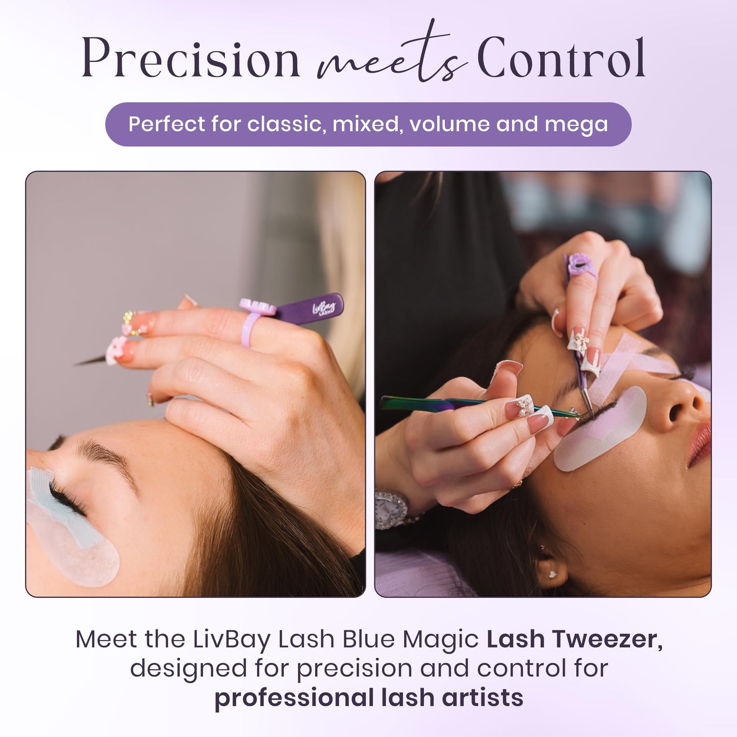 LivBay Lash Blue Magic Volume Lash Extension Tweezers, Stainless Steel Curved Tip Eyelash Extension Applicator Tool for Volume, Mega Volume & Classic Beauty and Personal Care LIVBAY