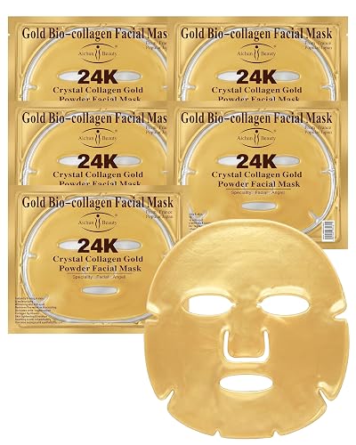 AICHUN BEAUTY 24K Gold Face Mask - Collagen Gel Face Mask Sheet Patch to Reduce the Look of Fine Lines & Wrinkles - Hydrating Face Gel Mask for All Beauty & Personal Care AICHUN BEAUTY