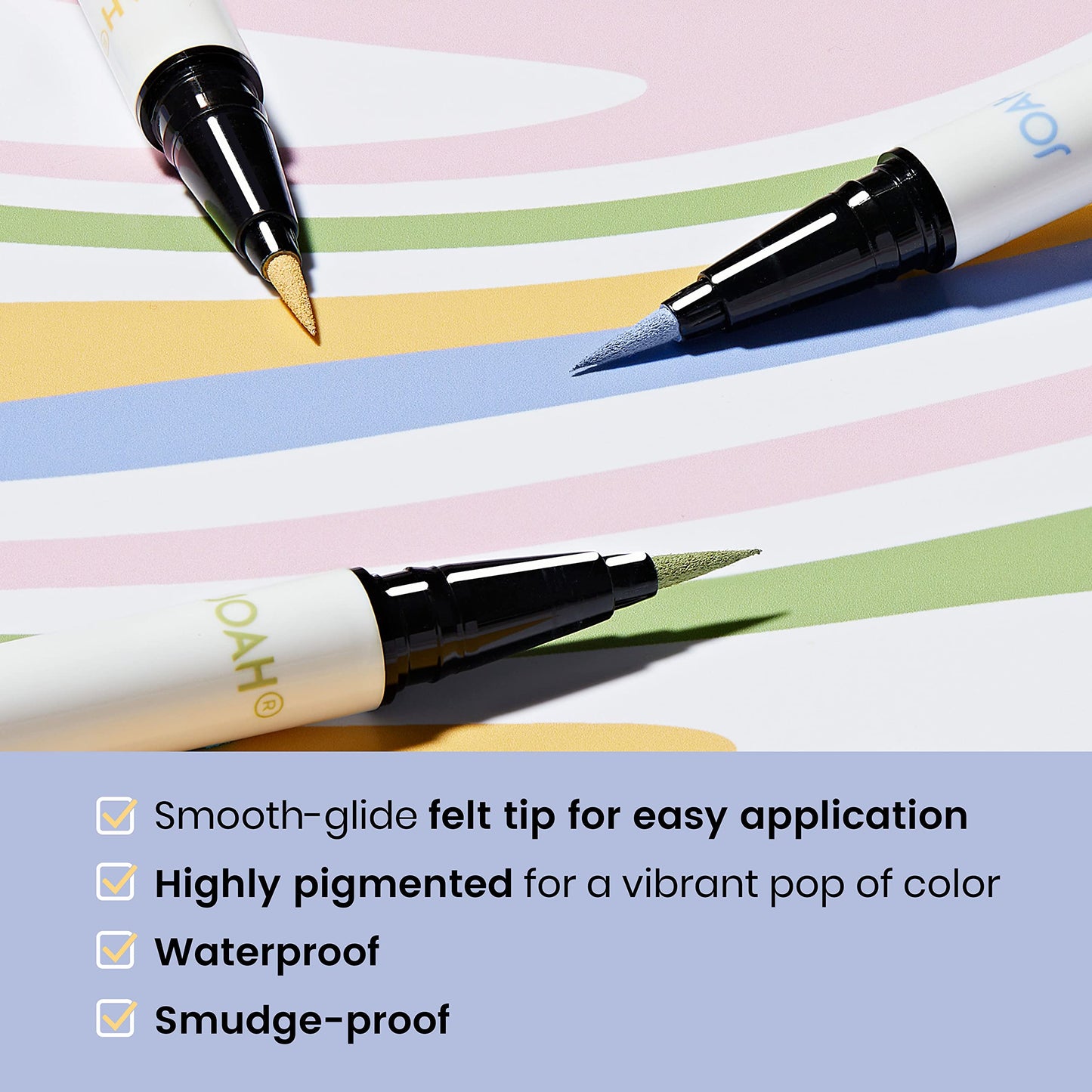 JOAH Line Up Liquid Eyeliner, Waterproof Liner Pen with Precision Felt Tip, Korean Makeup, Smudge Proof, Long Lasting All Day Wear, Strengthens Lash Beauty & Personal Care JOAH